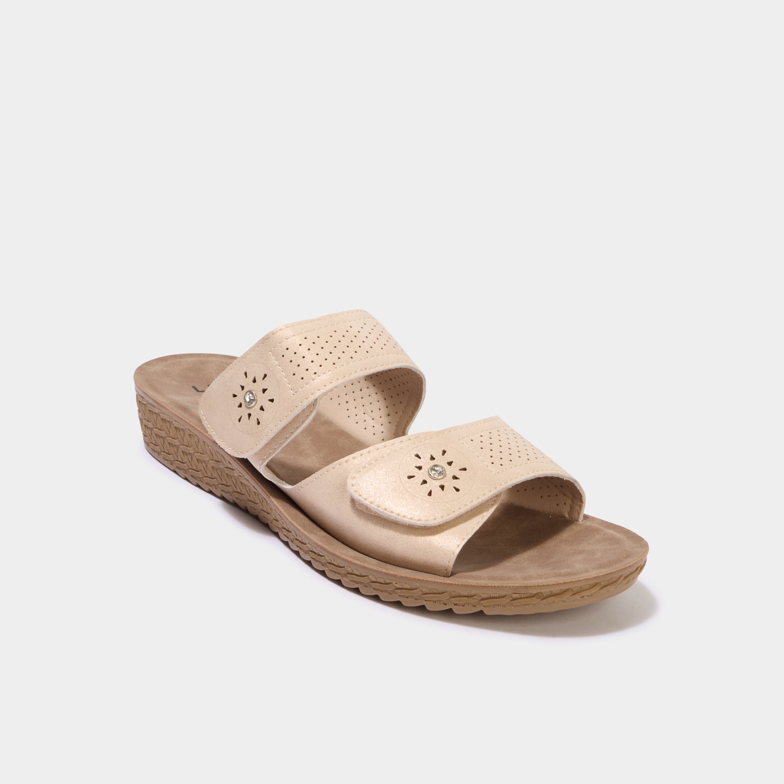 Mules &agrave; talons avec brides sable femme