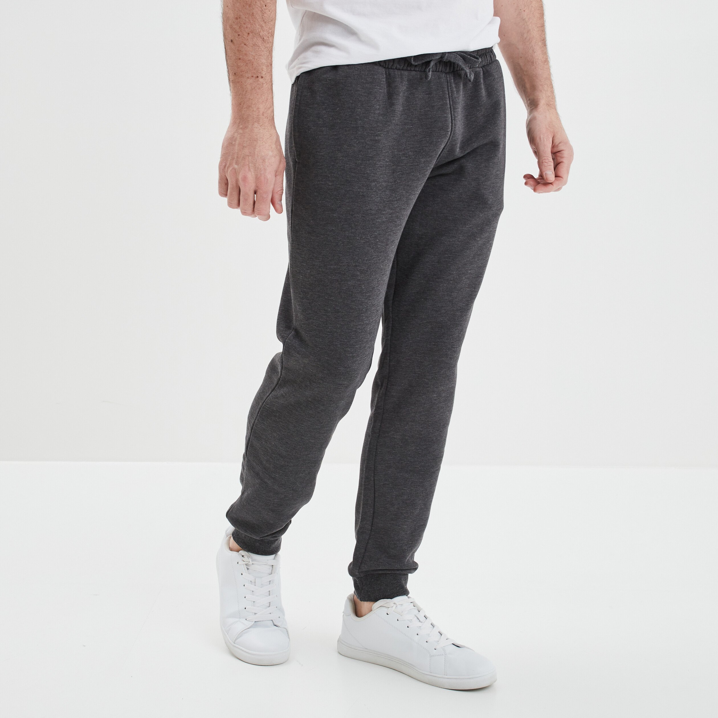 pantalon jogging droit molleton gris fonce homme Pantalon jogging droit molleton gris foncé homme