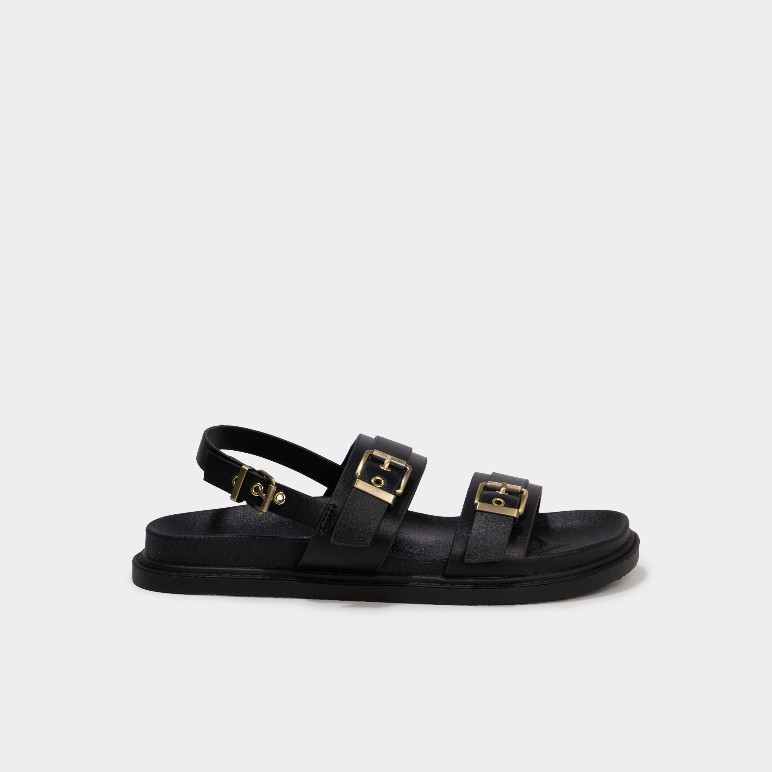 Sandales &agrave; boucles noir femme