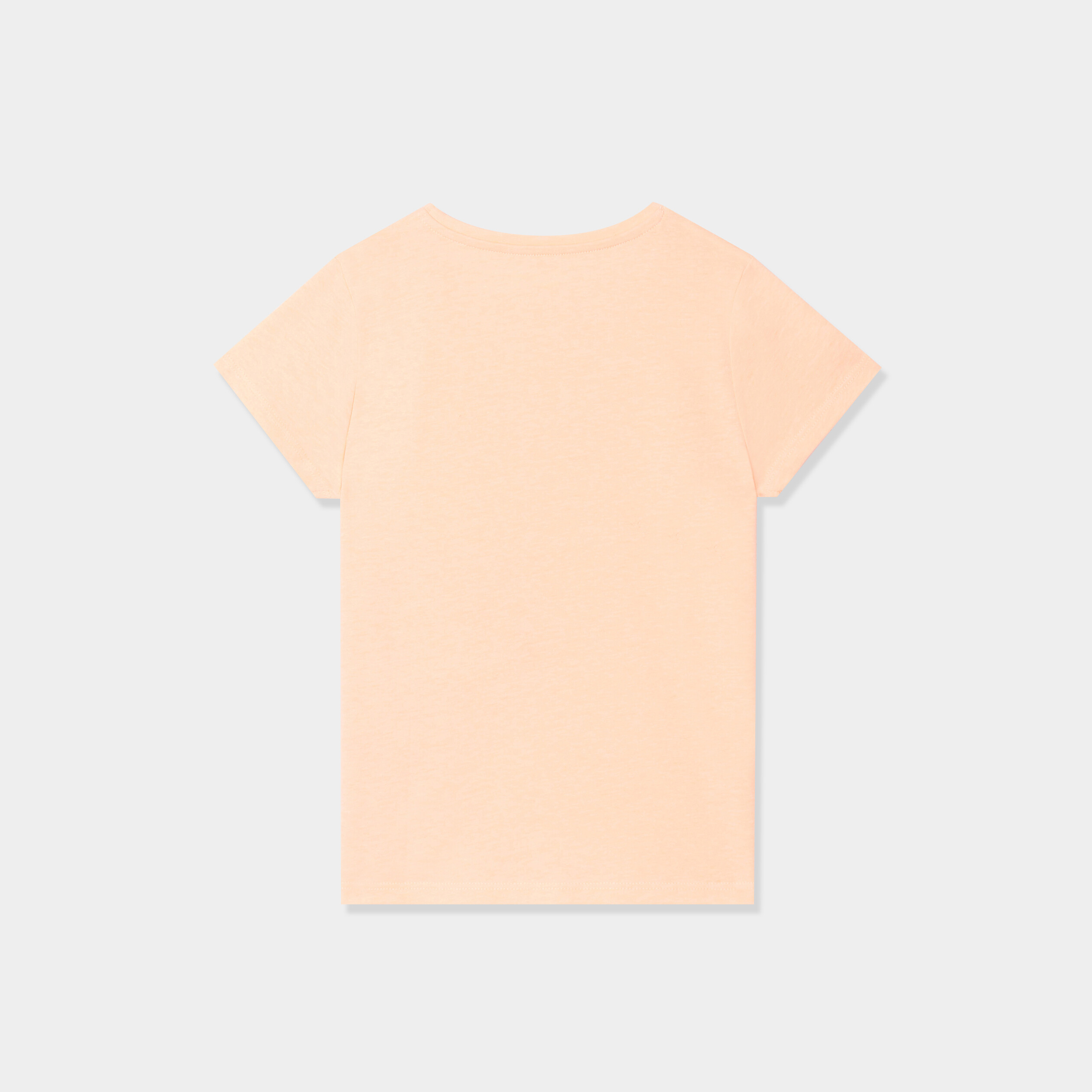 t shirt col rond manches courtes coton orange fluo fille T-shirt col rond manches courtes coton orange fluo fille