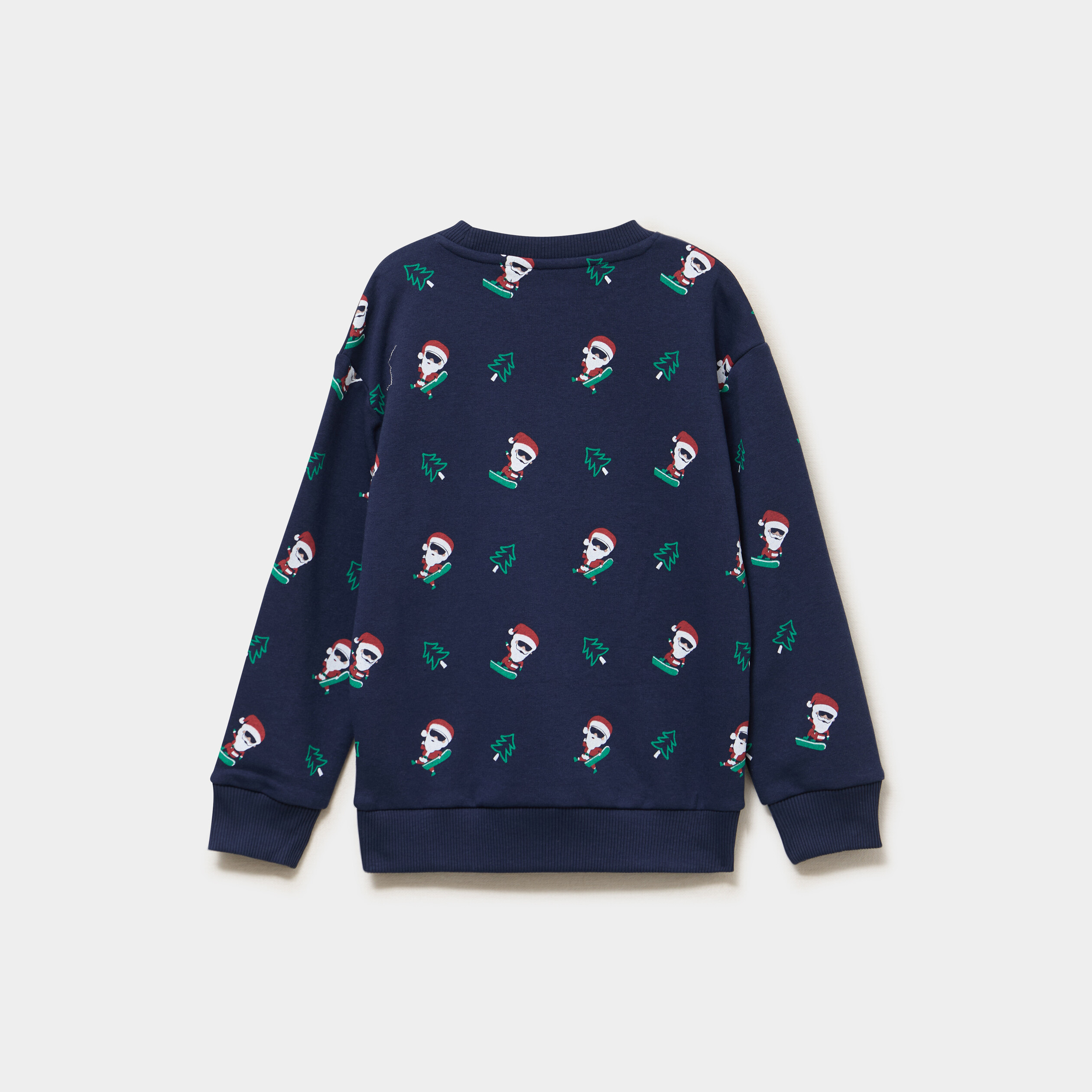 Sweat col rond manches longues No&euml;l bleu marine gar&ccedil;on
