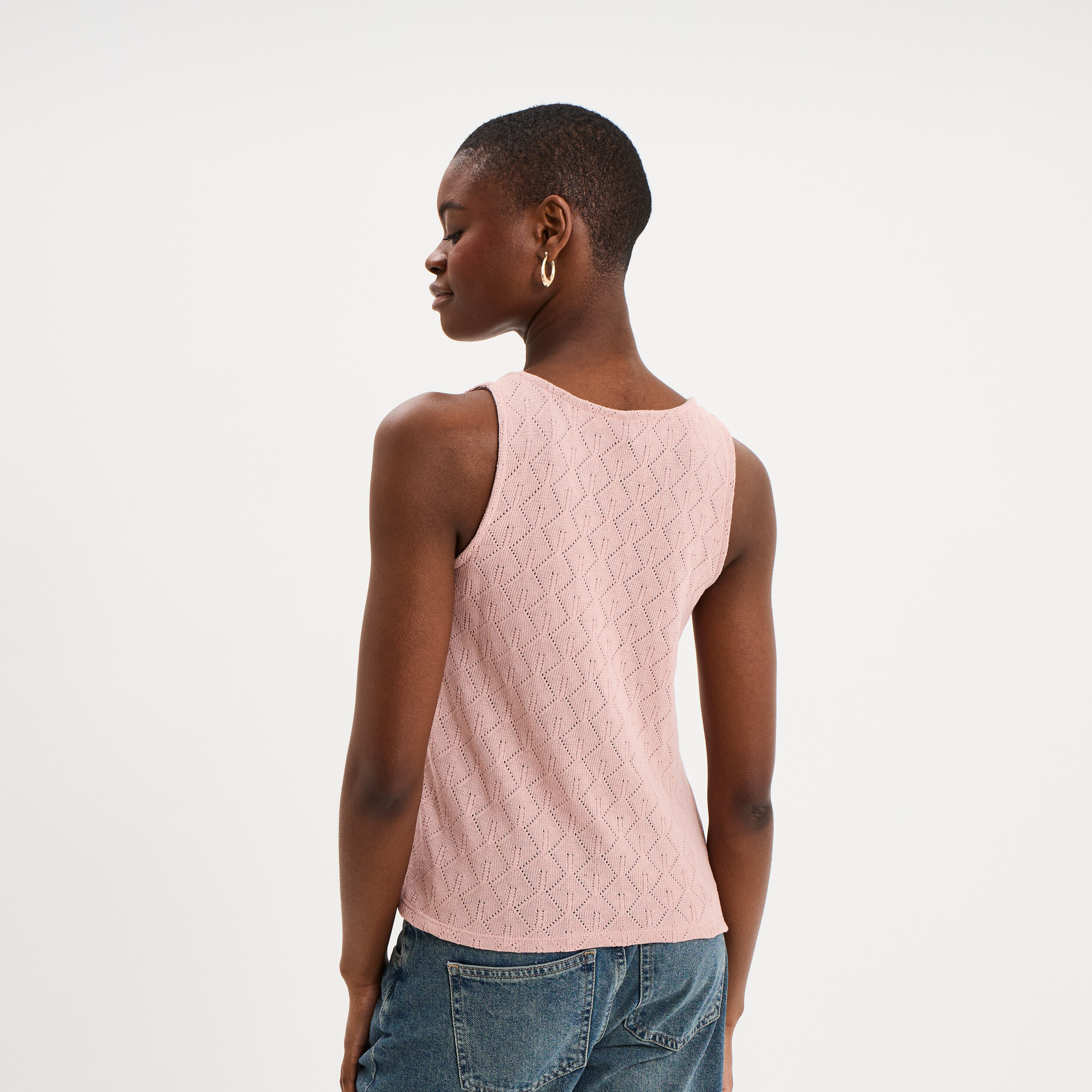 D&eacute;bardeur d&eacute;tails ajour&eacute;s rose poudr&eacute;e femme