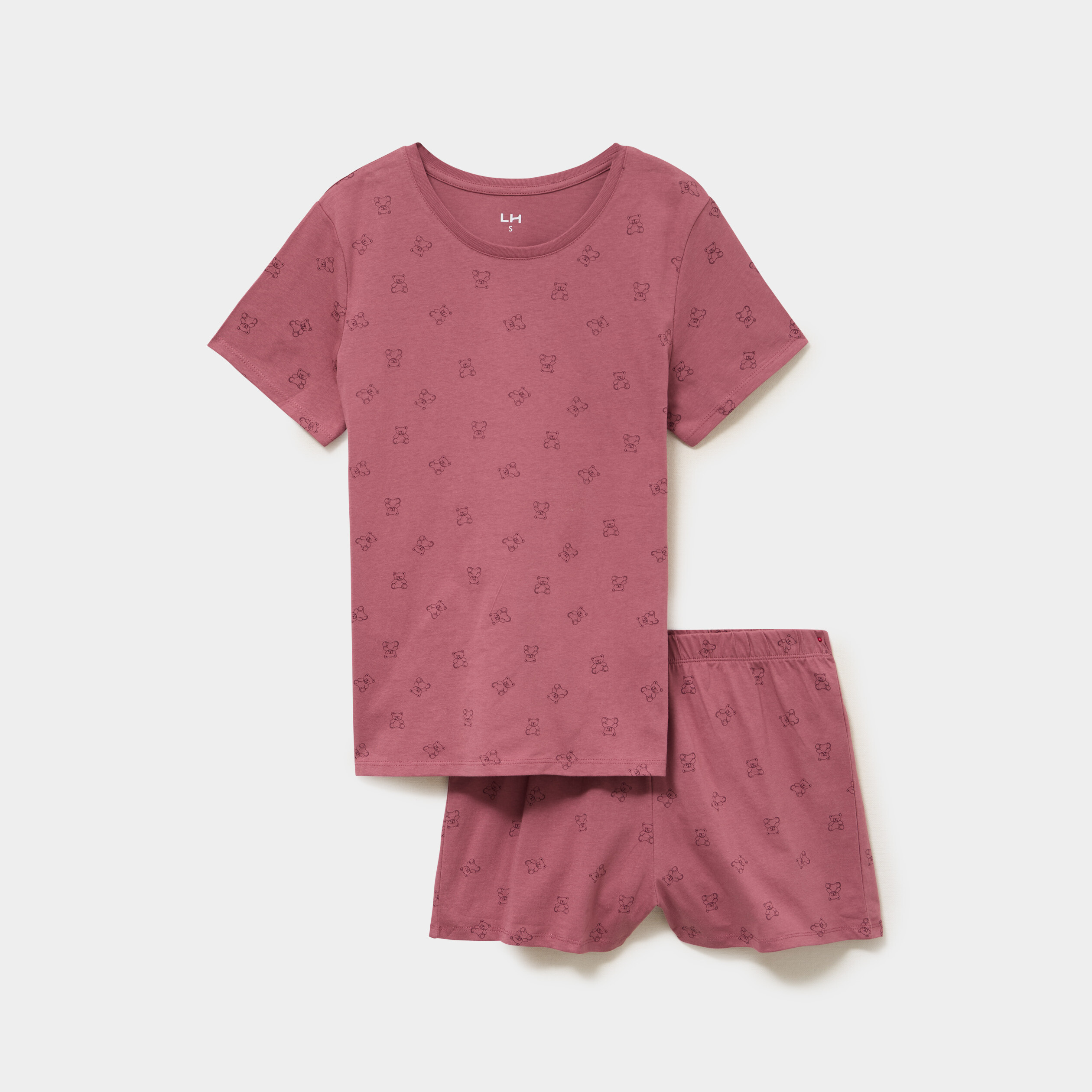 Ensemble pyjama short t-shirt coton rose femme