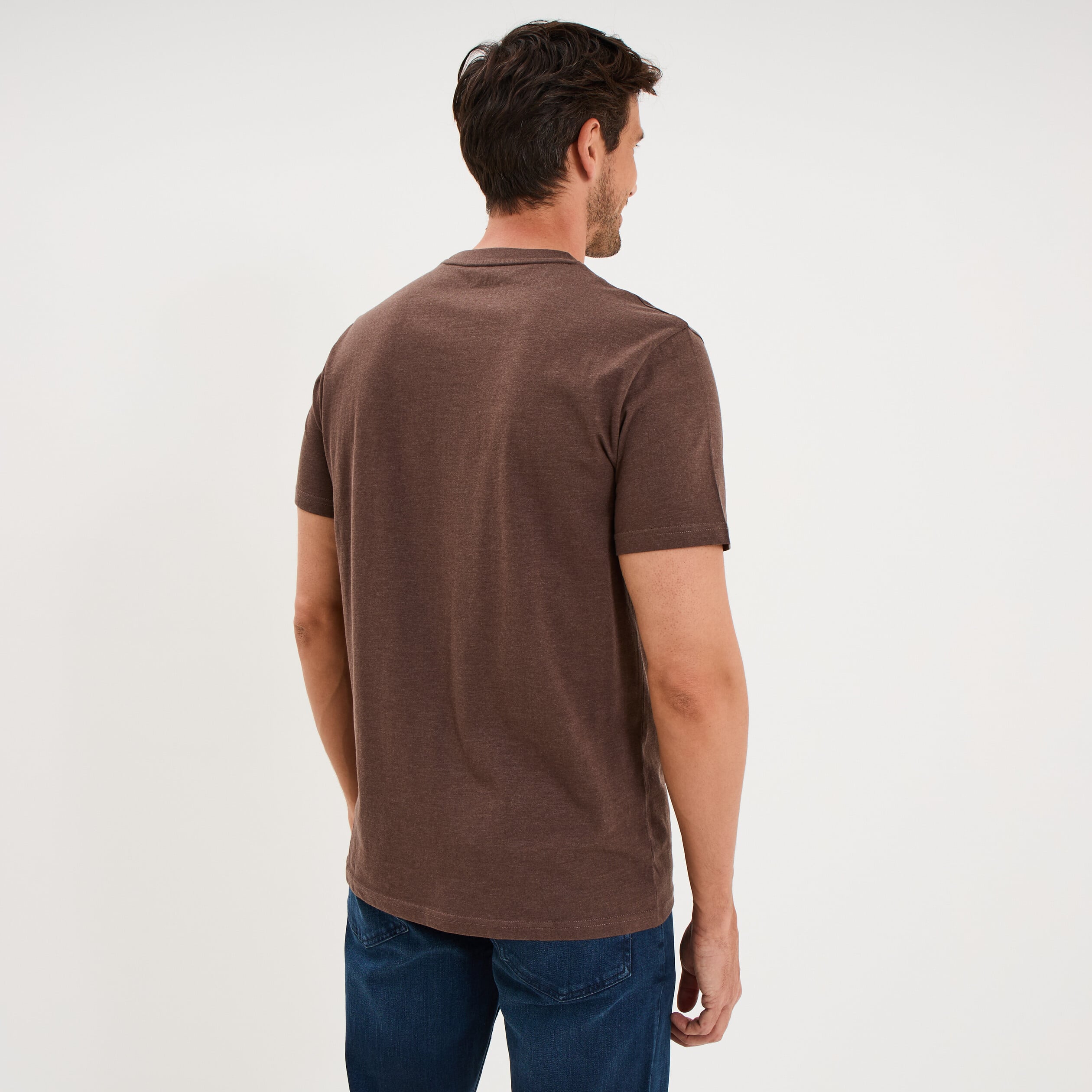 T-shirt manches courtes coton marron chocolat homme
