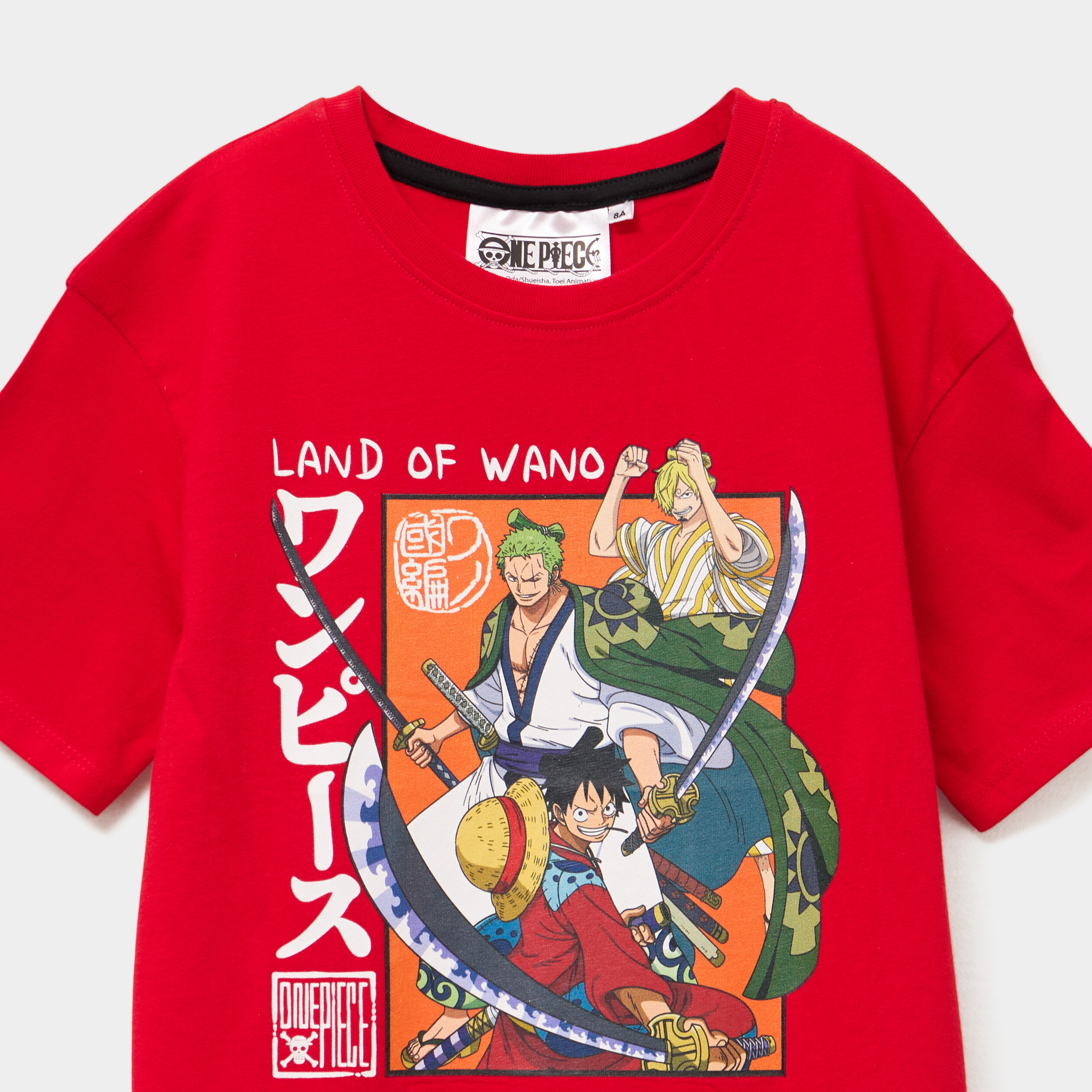 t shirt manches courtes one piece rouge garcon T-shirt manches courtes One Piece rouge garçon