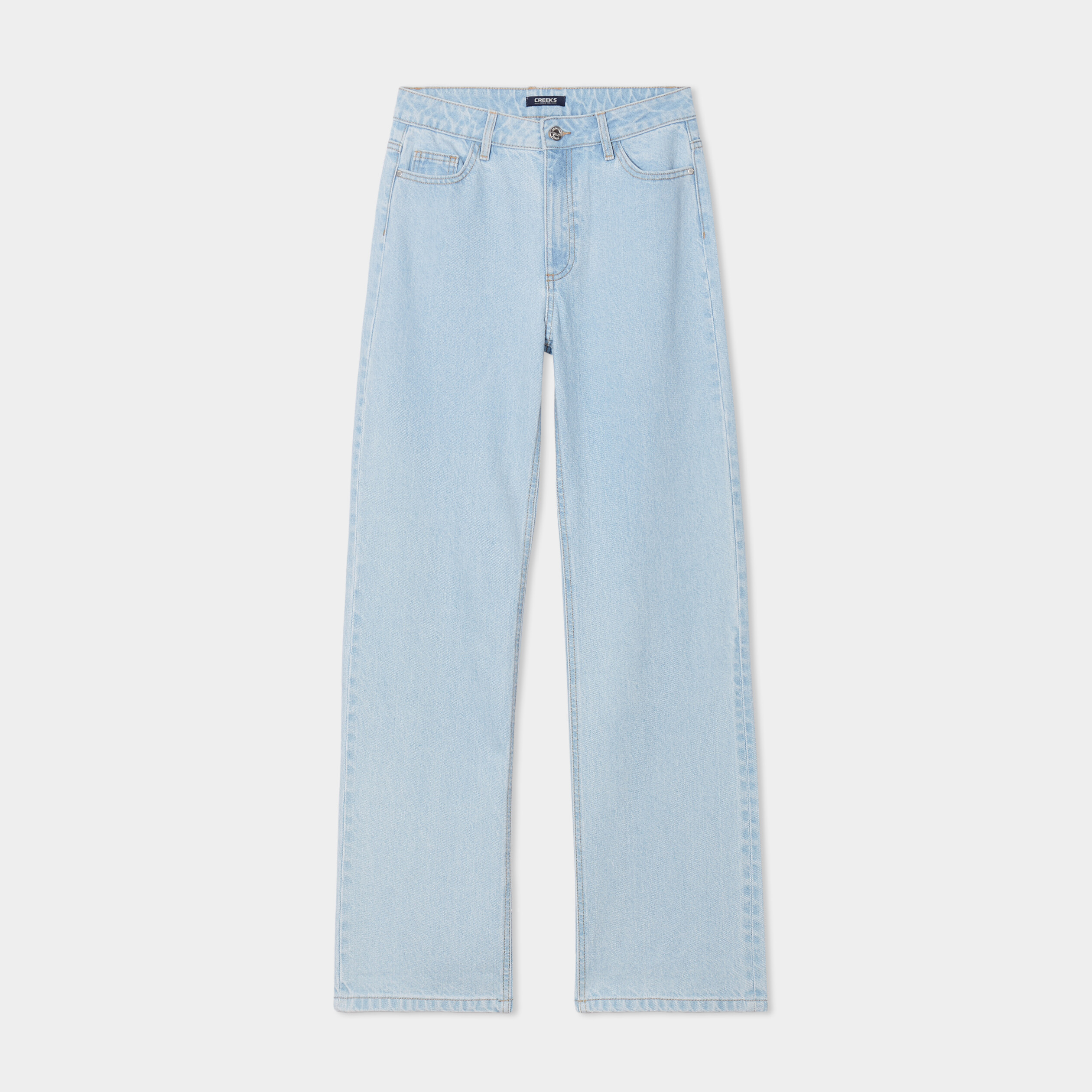 Jeans wide leg taille haute coton denim triple stone femme