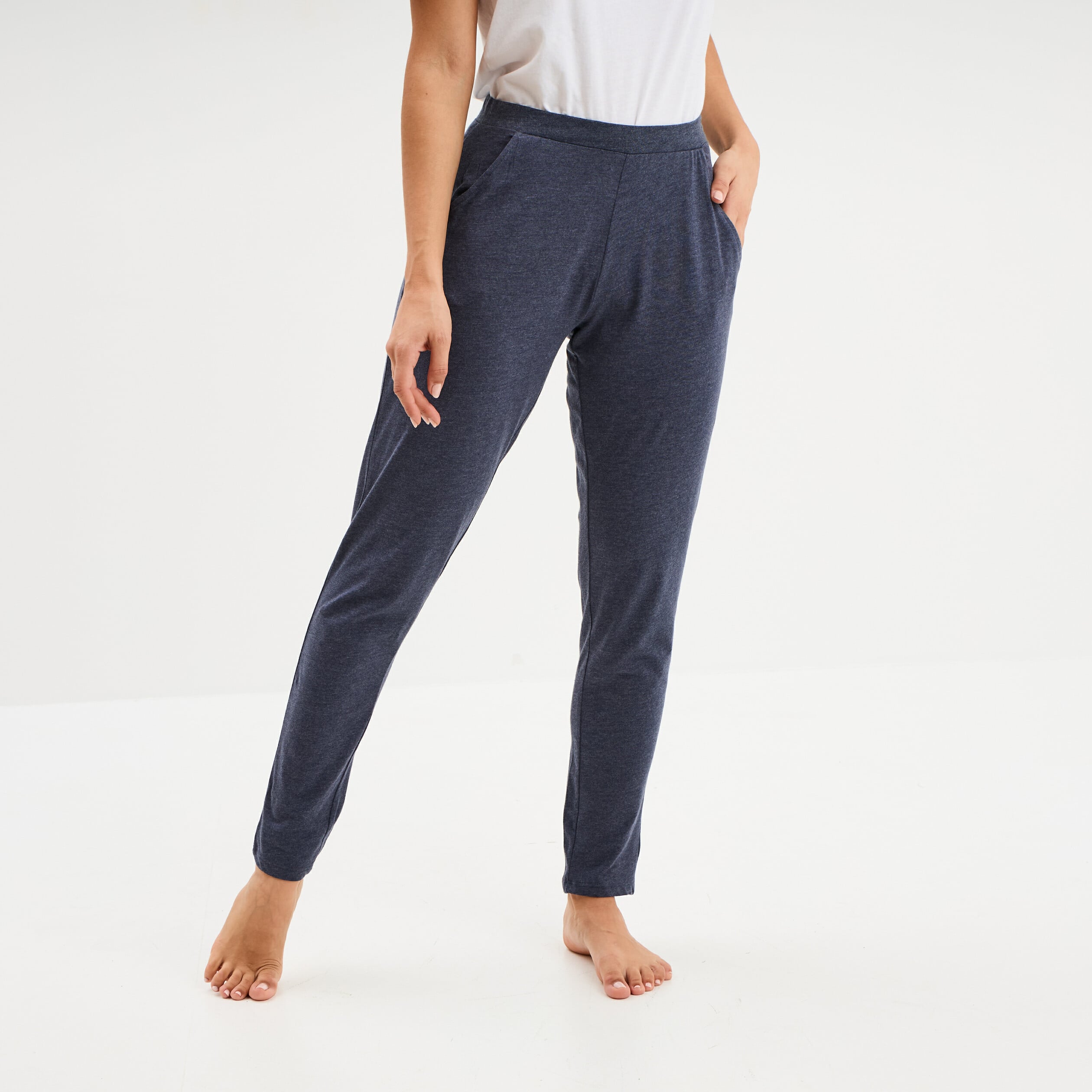 Pantalon de pyjama ajust&eacute; bleu femme