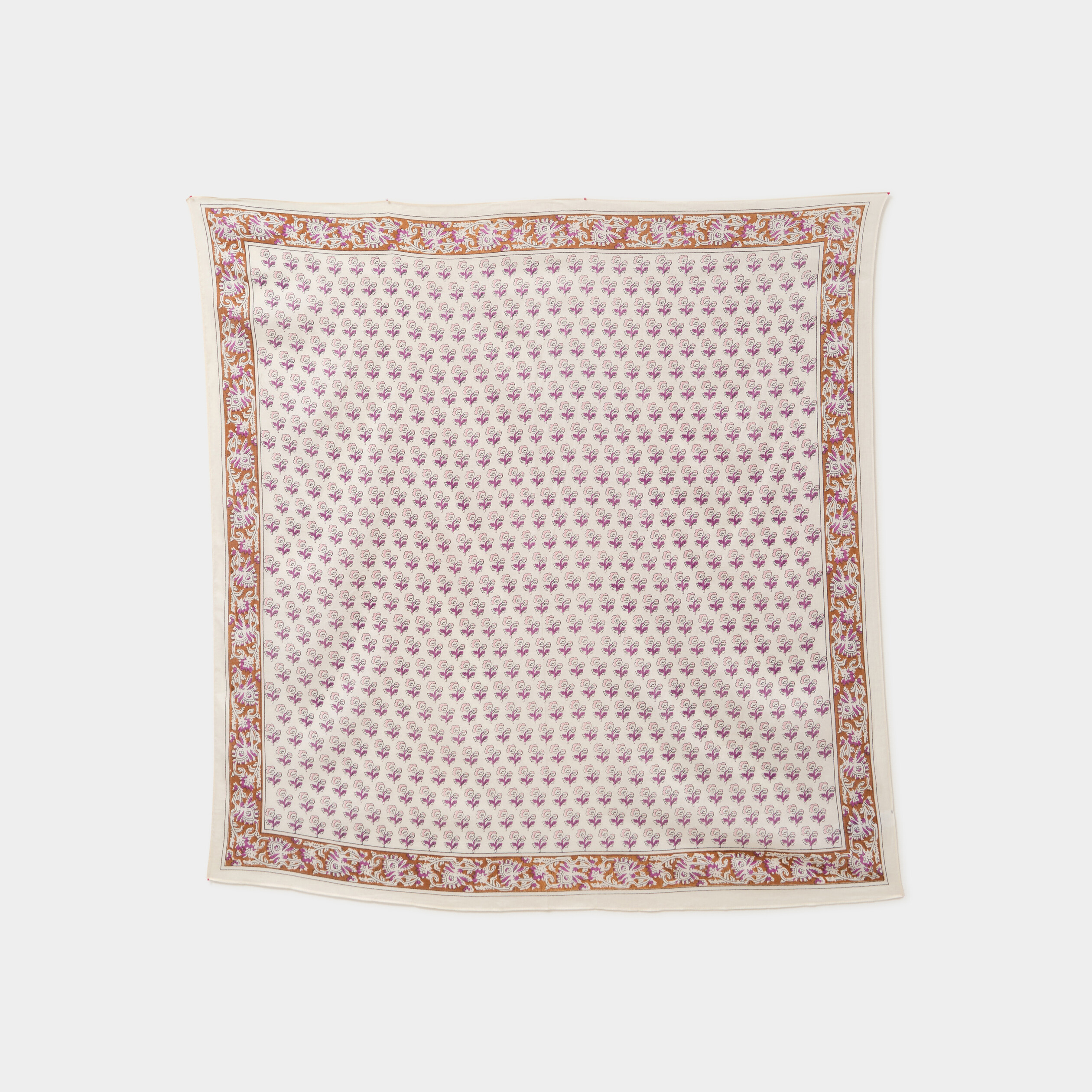 Foulard carr&eacute; coton ivoire femme
