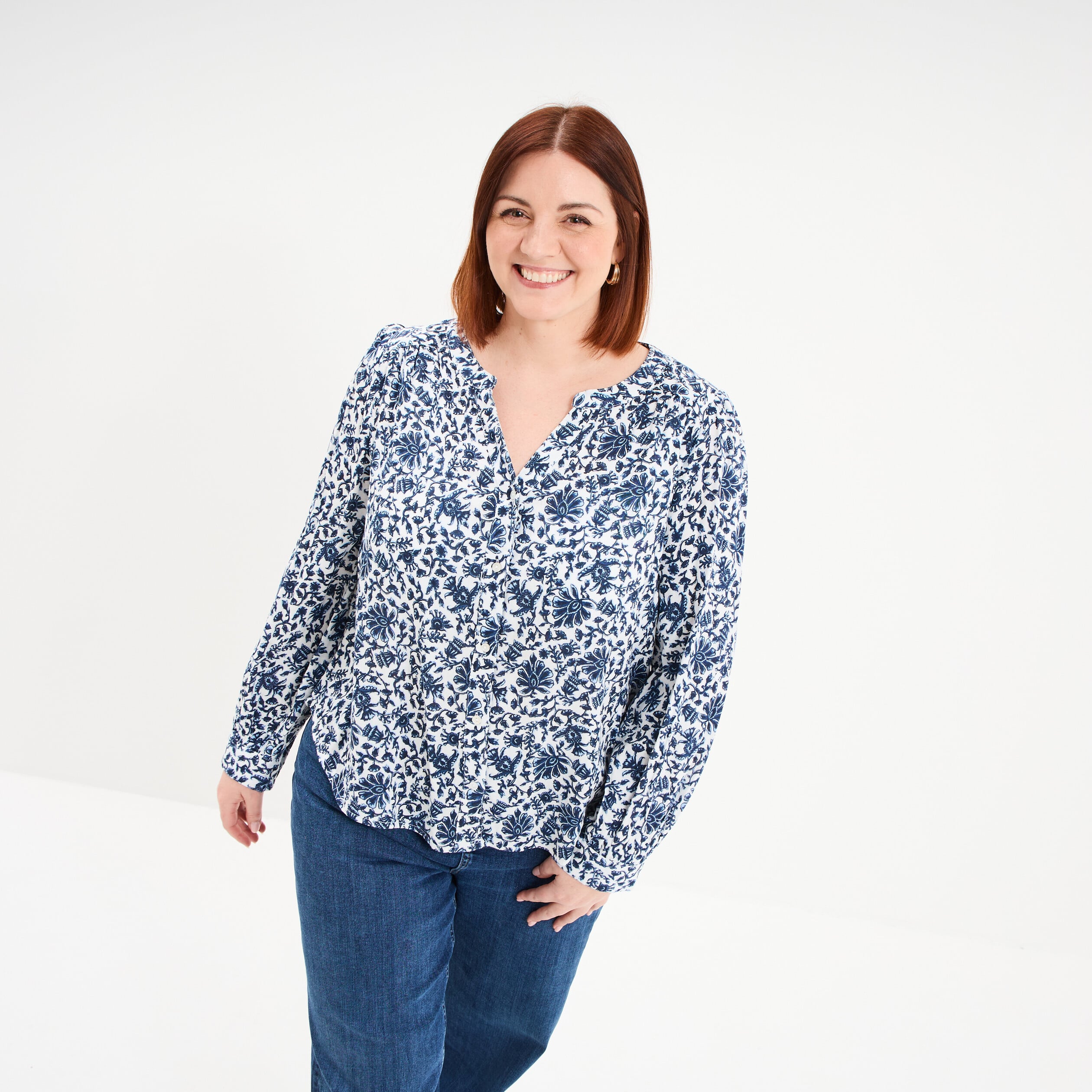 Blouse boutonn&eacute;e blanc femme grande taille