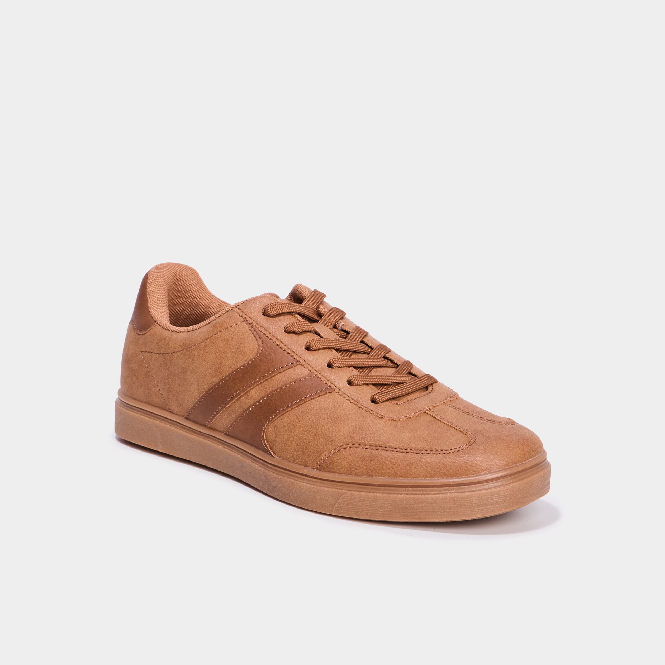 Tennis basses &agrave; lacets marron homme