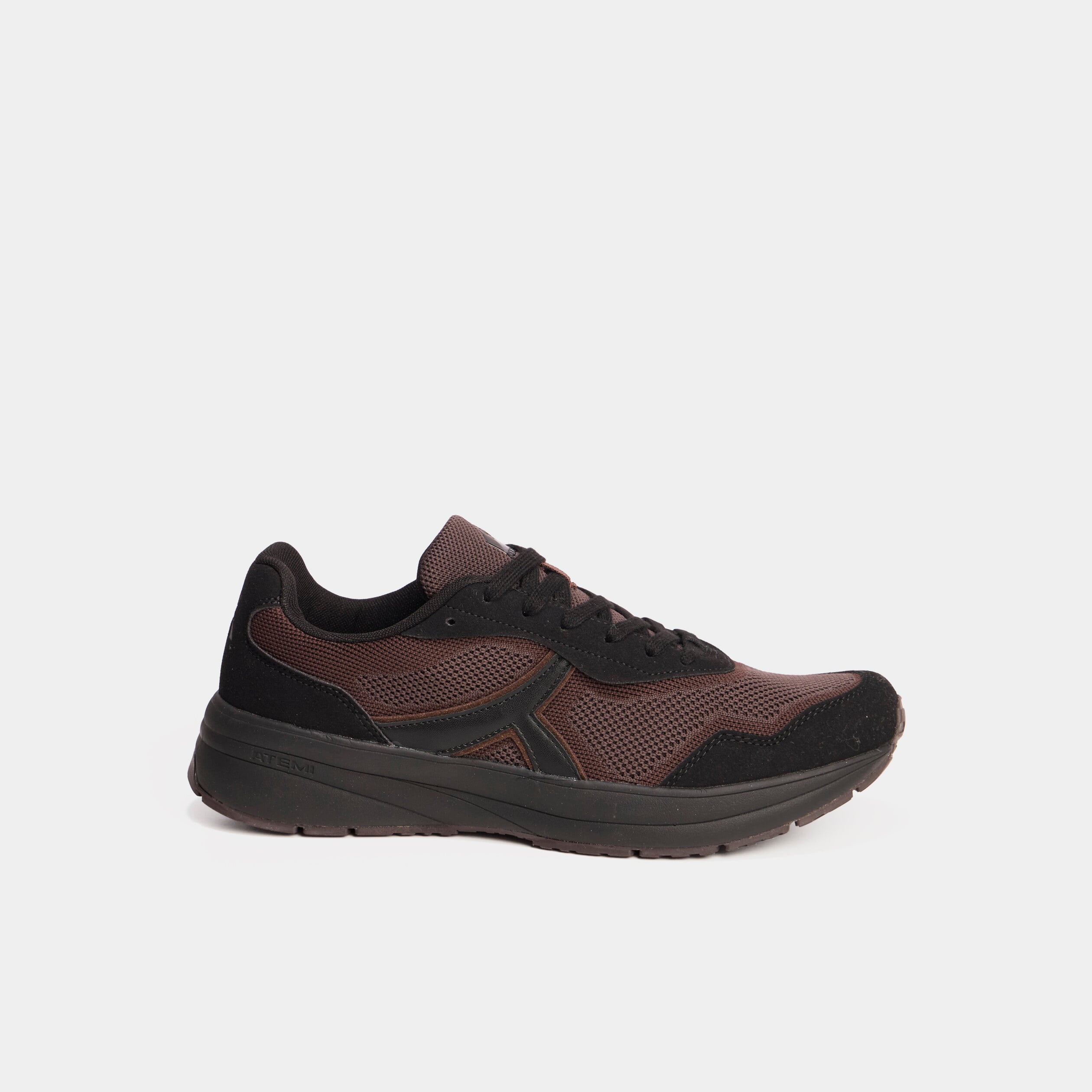Baskets running de sport &agrave; lacets marron homme