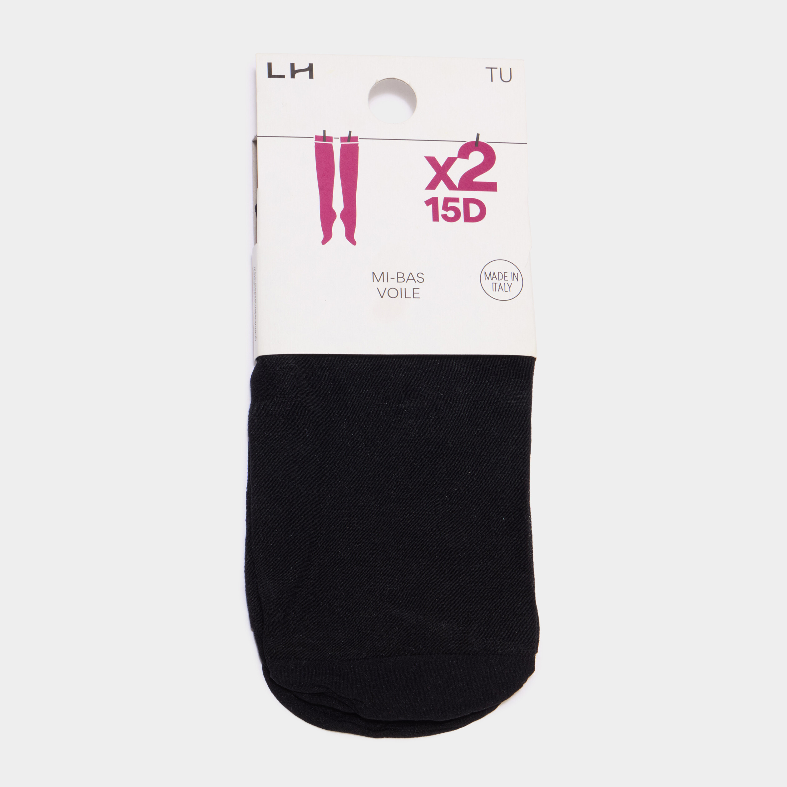 Lot 2 mi-bas transparents 15D noir femme