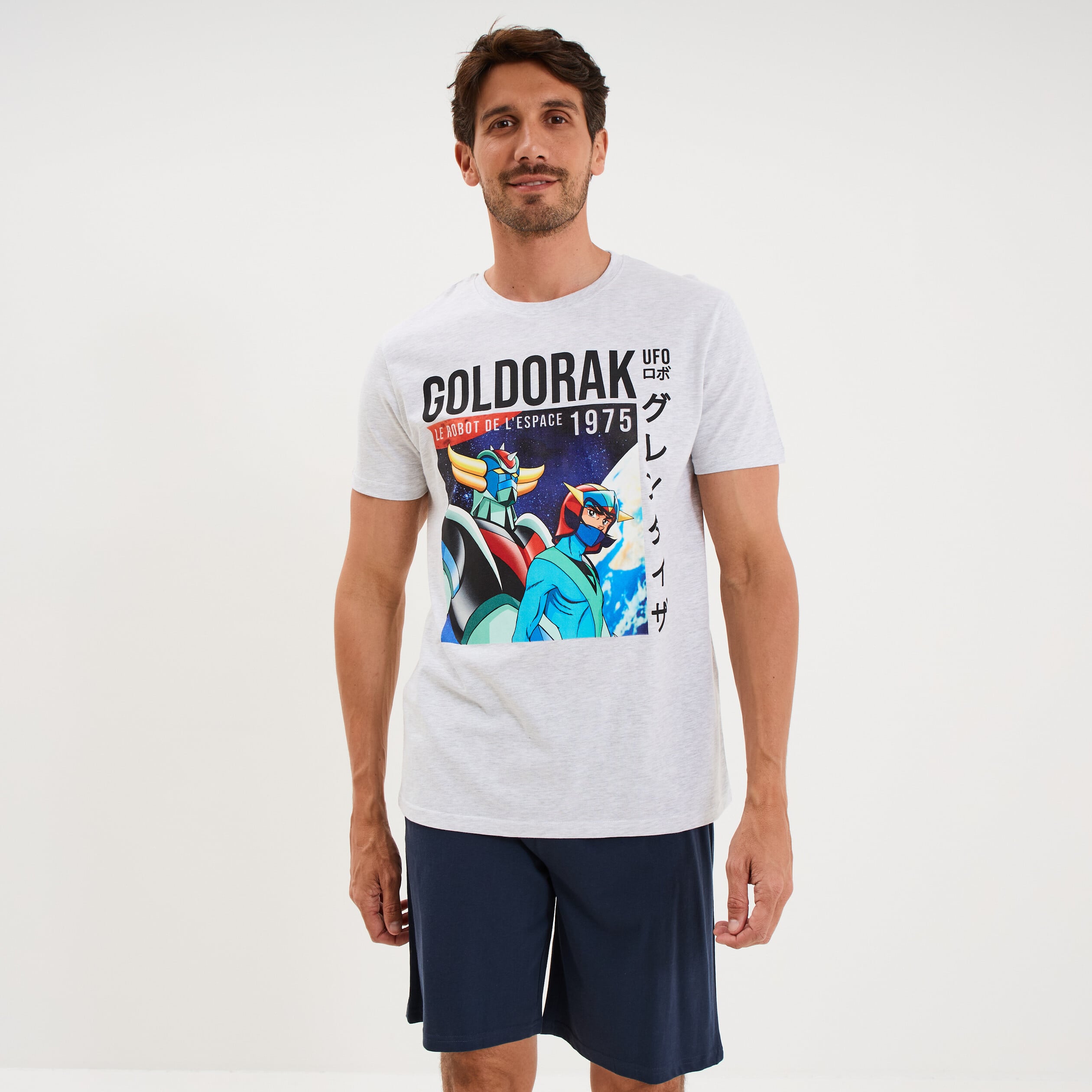 Ensemble pyjama short t-shirt Goldorak gris clair homme