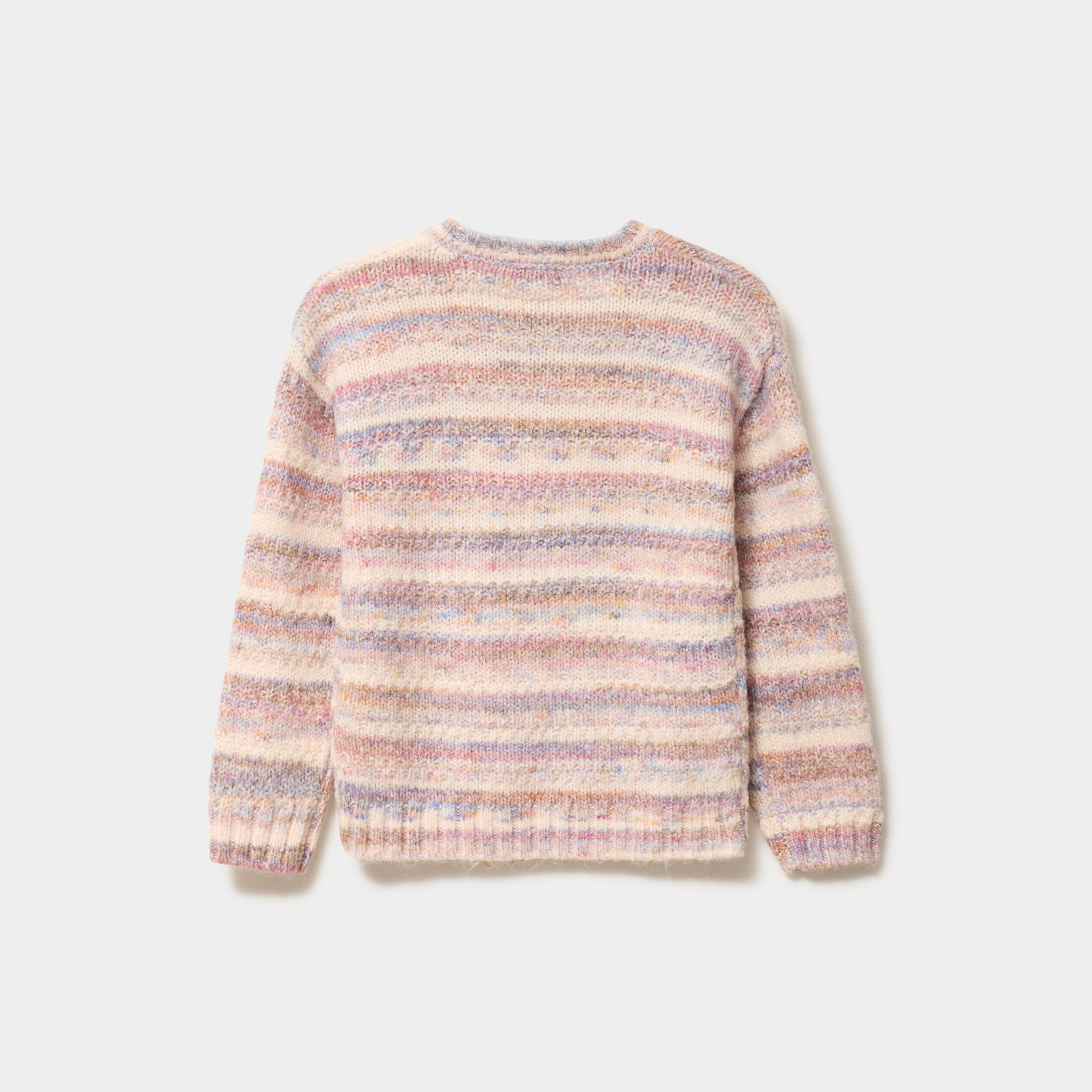 Pull col rond droit manches longues multicolore fille