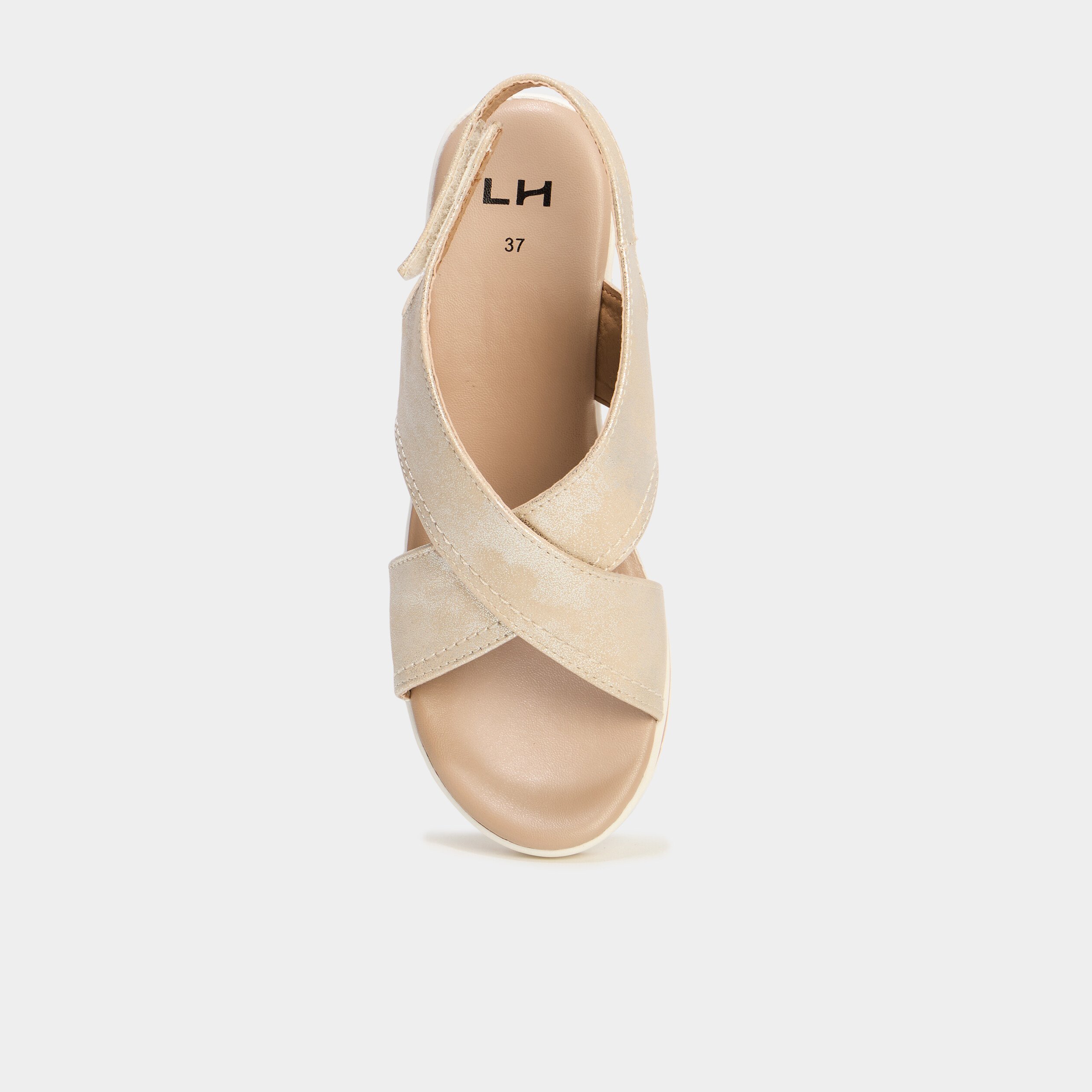 sandales compensees brides croisees jaune or femme Sandales compensées brides croisées jaune or femme