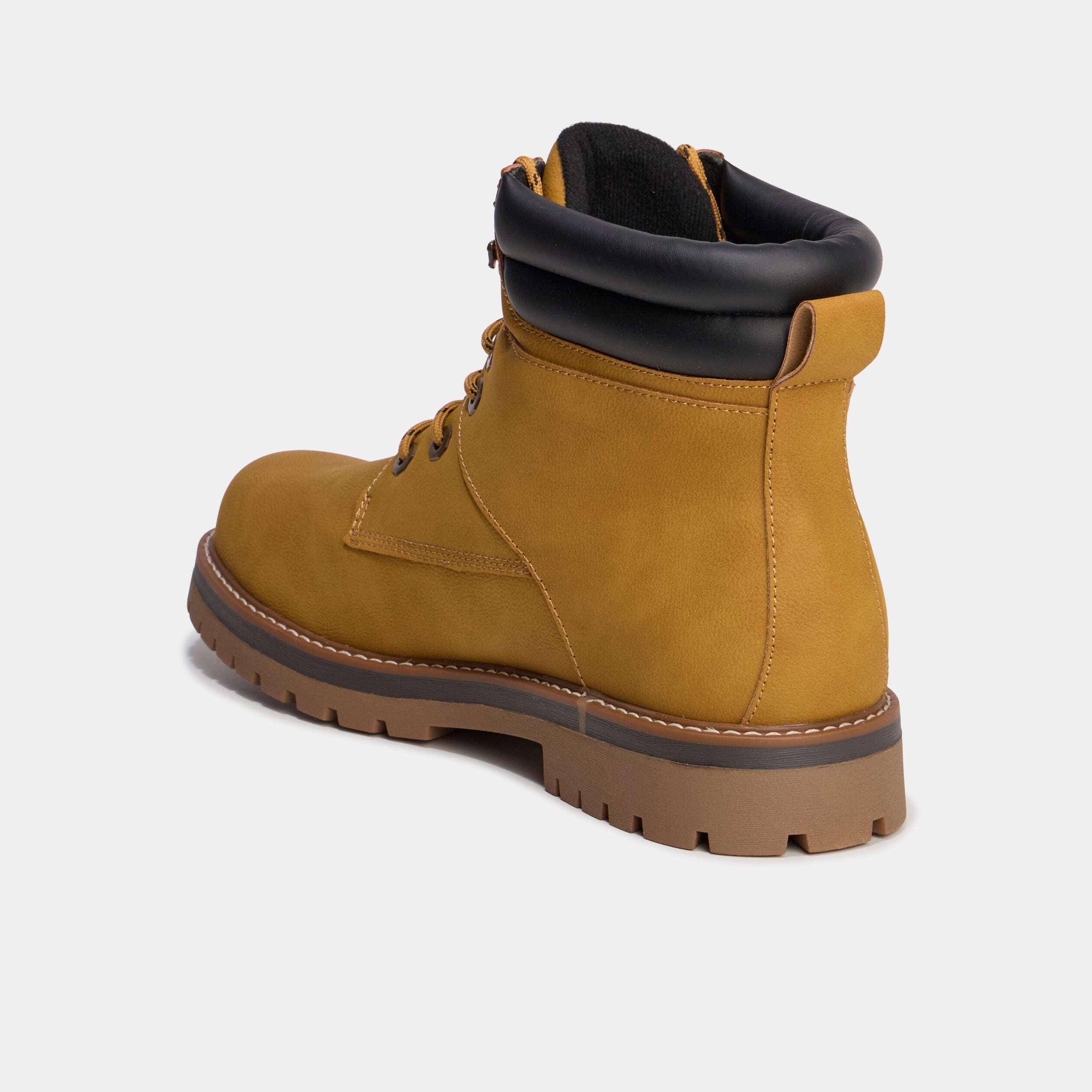 Bottines &agrave; bout rond lacets jaune homme