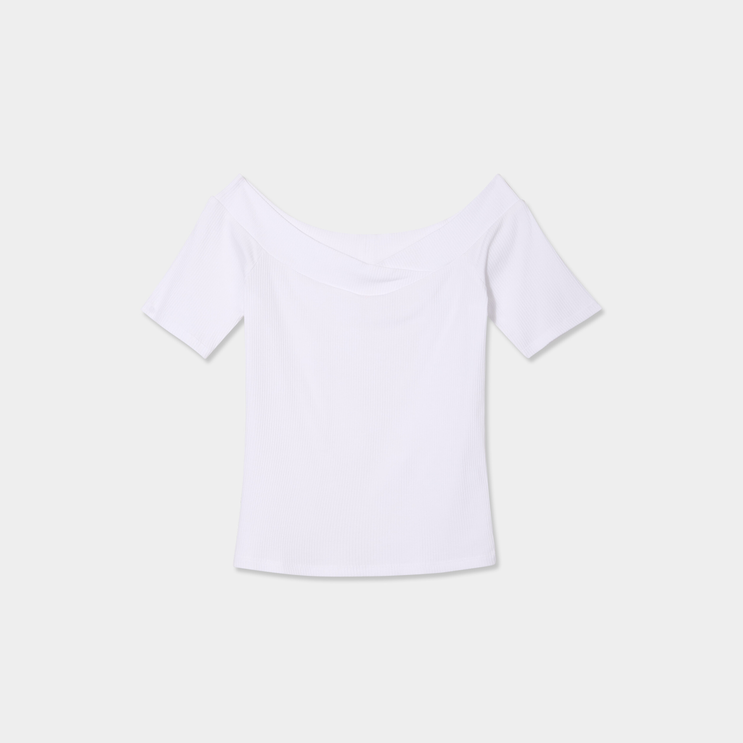 t shirt col bardot manches courtes coton blanc femme T-shirt col bardot manches courtes coton blanc femme