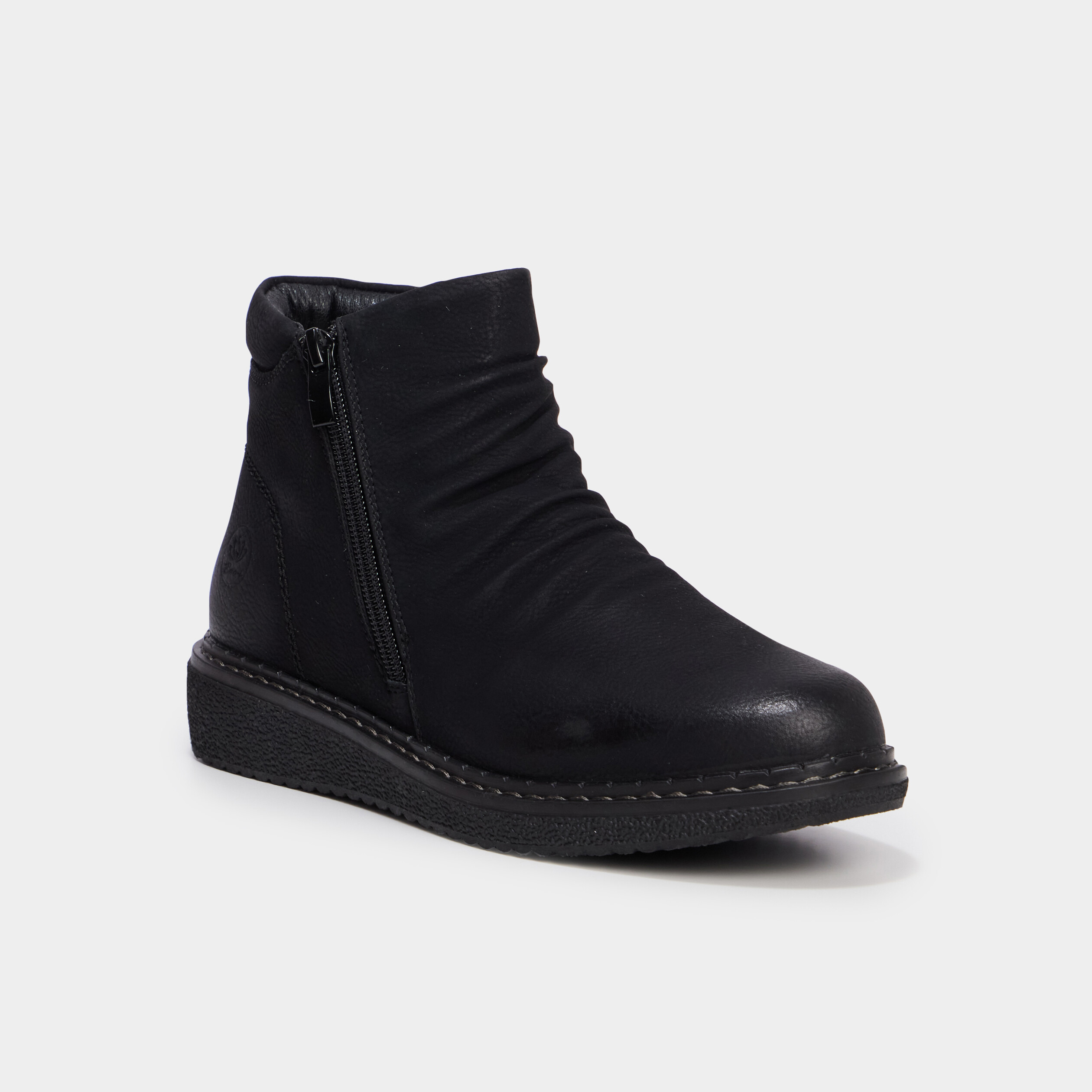 Boots effet pliss&eacute; noir femme