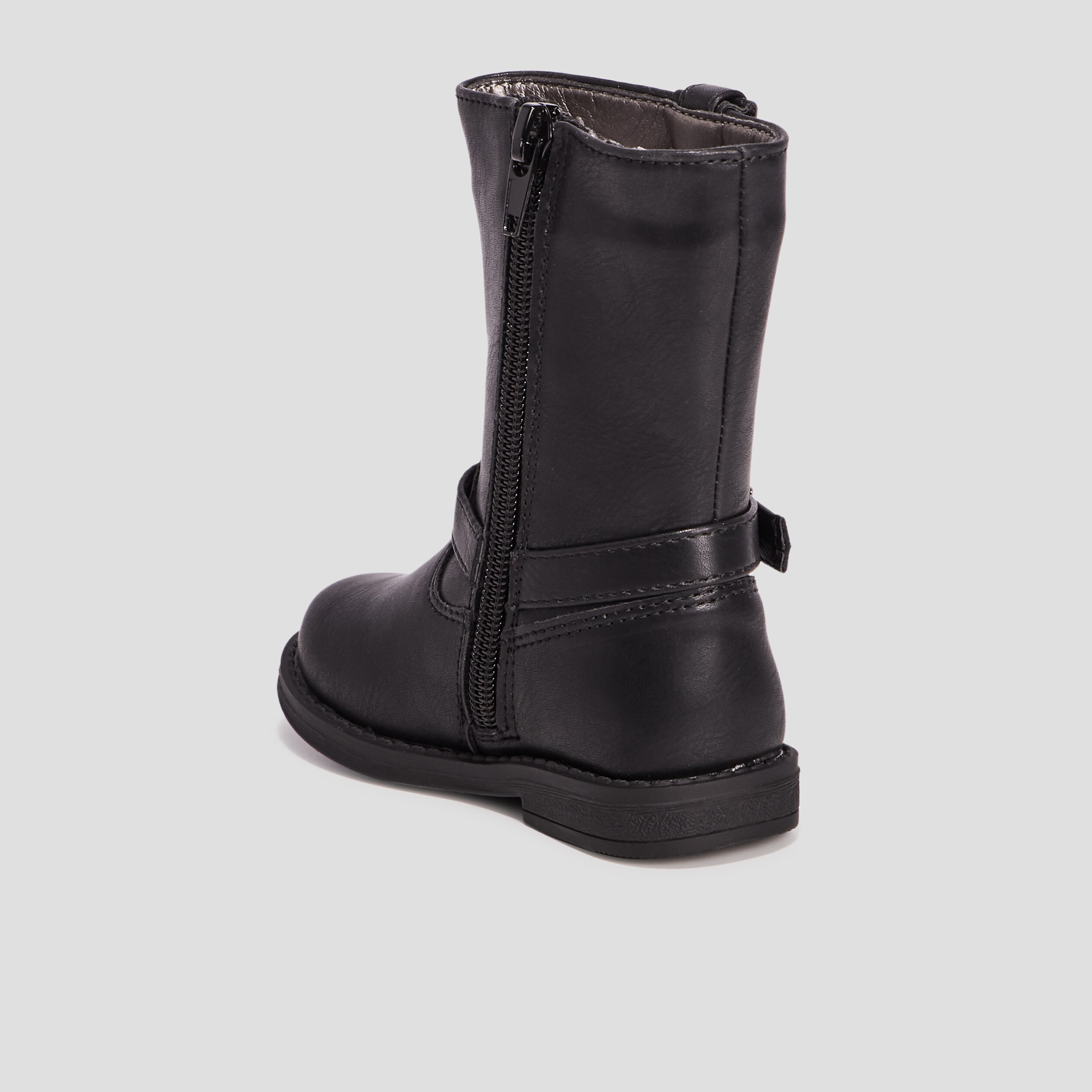 Bottes zippées avec boucles noir bébé fille