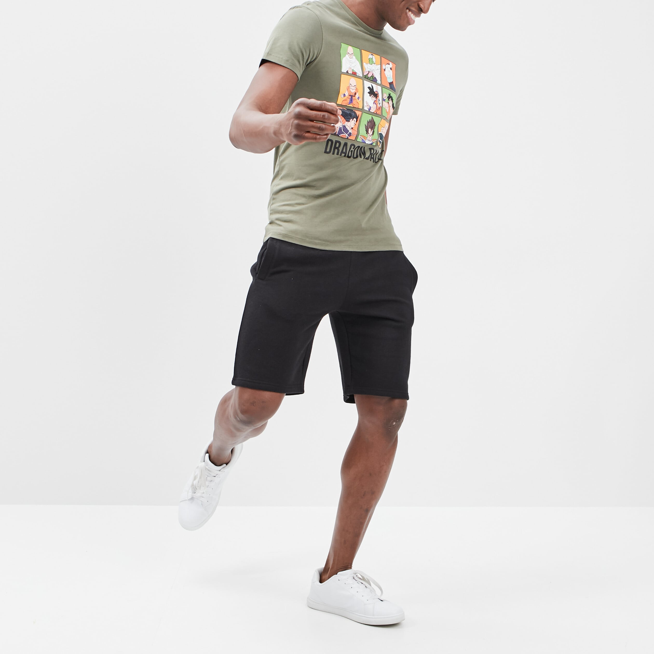 Short jogging molleton droit noir homme