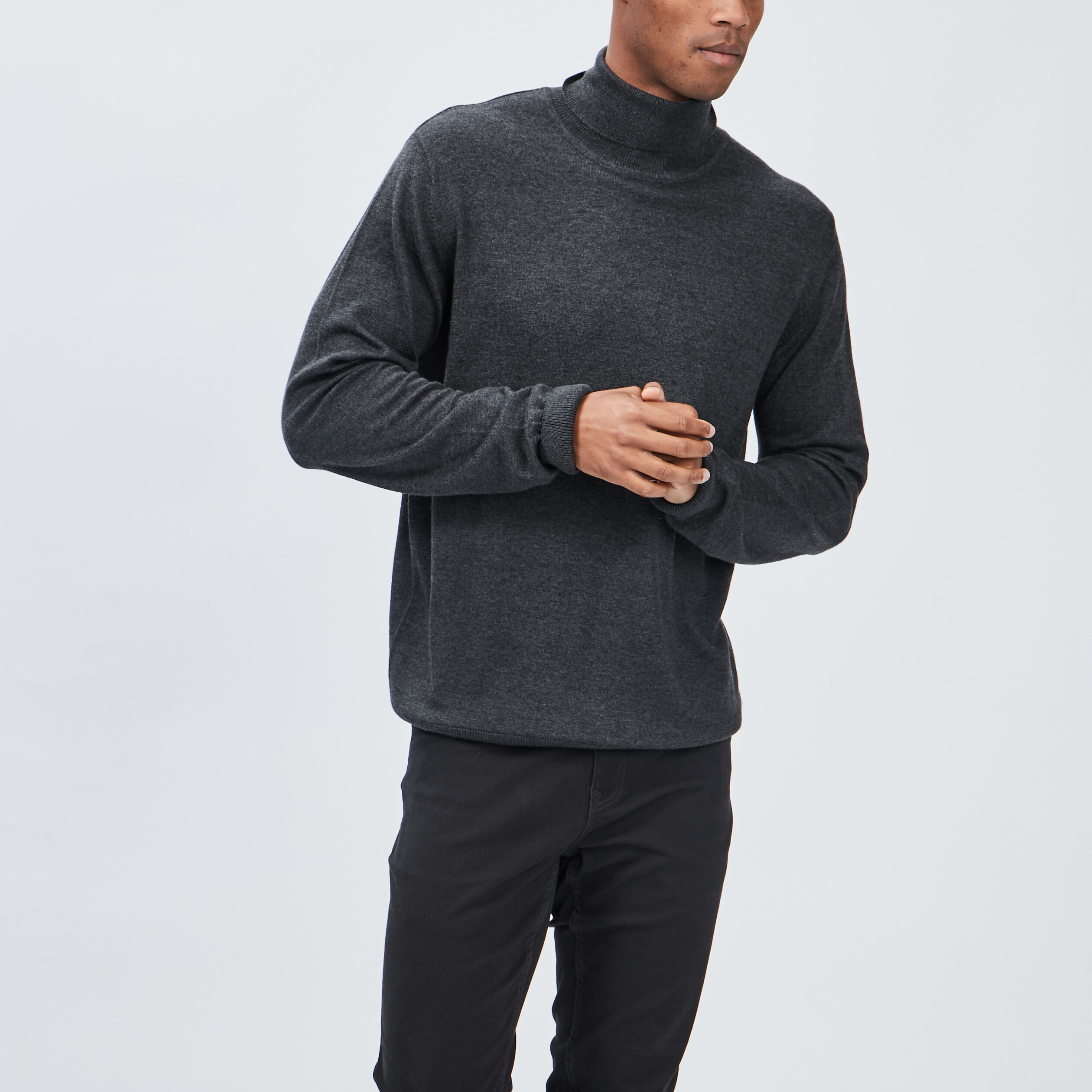 pull avec col roule gris fonce homme Pull avec col roulé gris foncé homme
