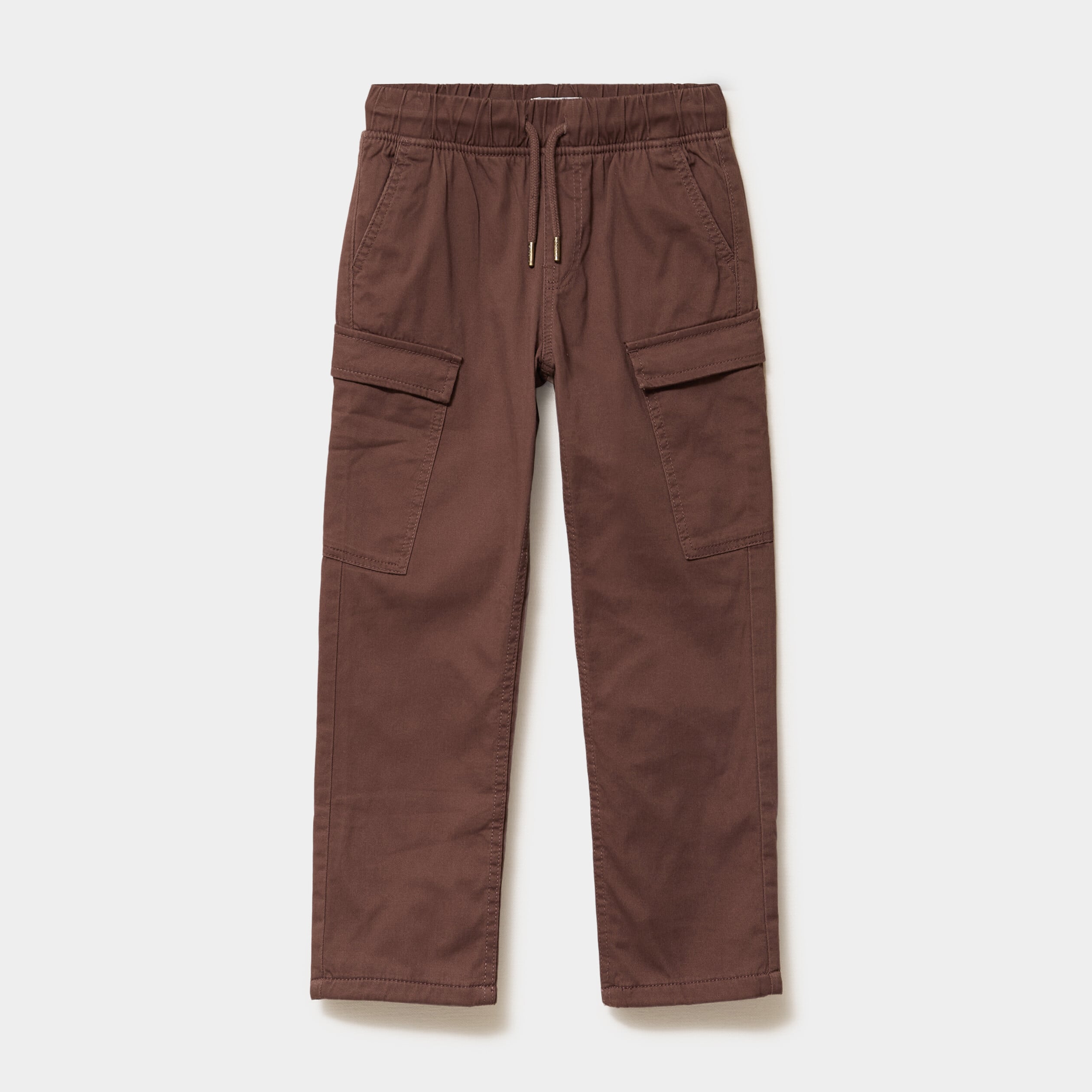 Pantalon cargo regular coton majoritaire marron fonc&eacute; gar&ccedil;on