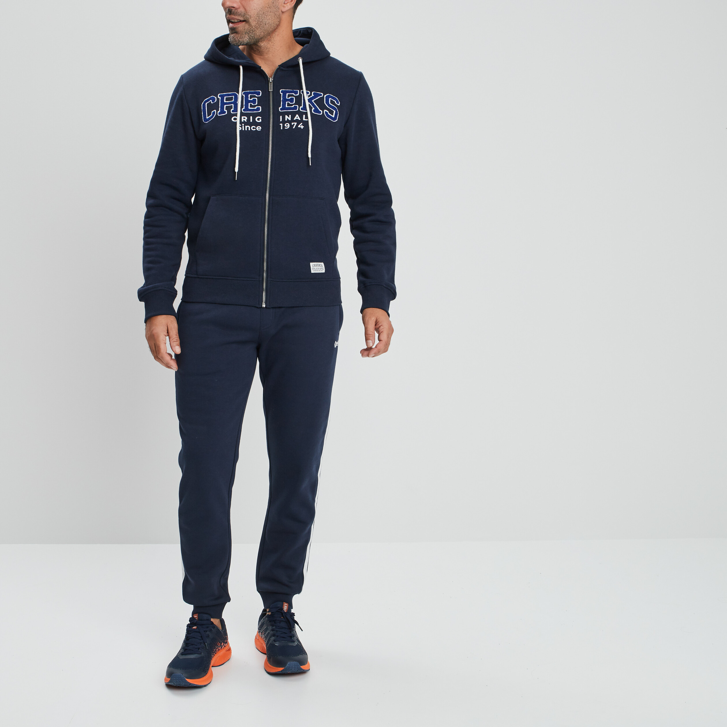 Sweat zippé à capuche Creeks bleu marine homme