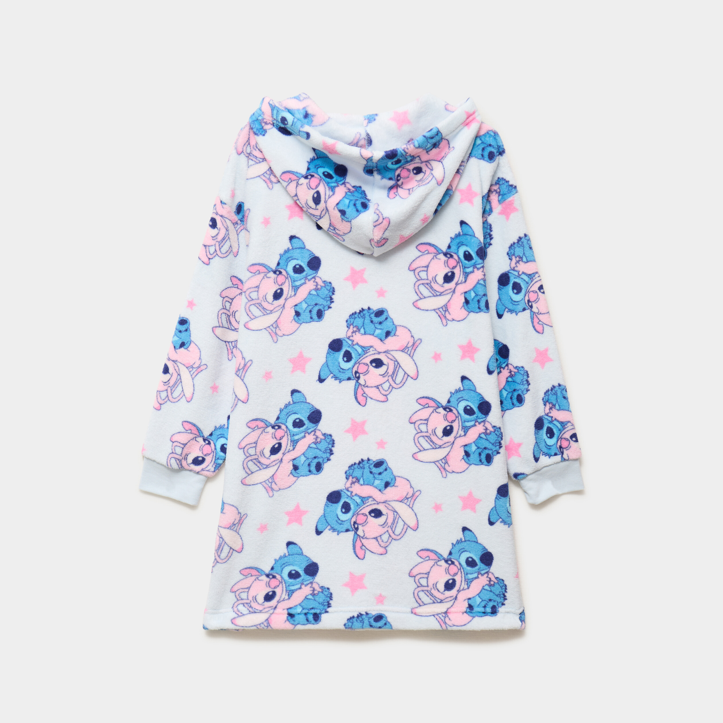 Poncho plaid &agrave; capuche Stitch bleu clair fille