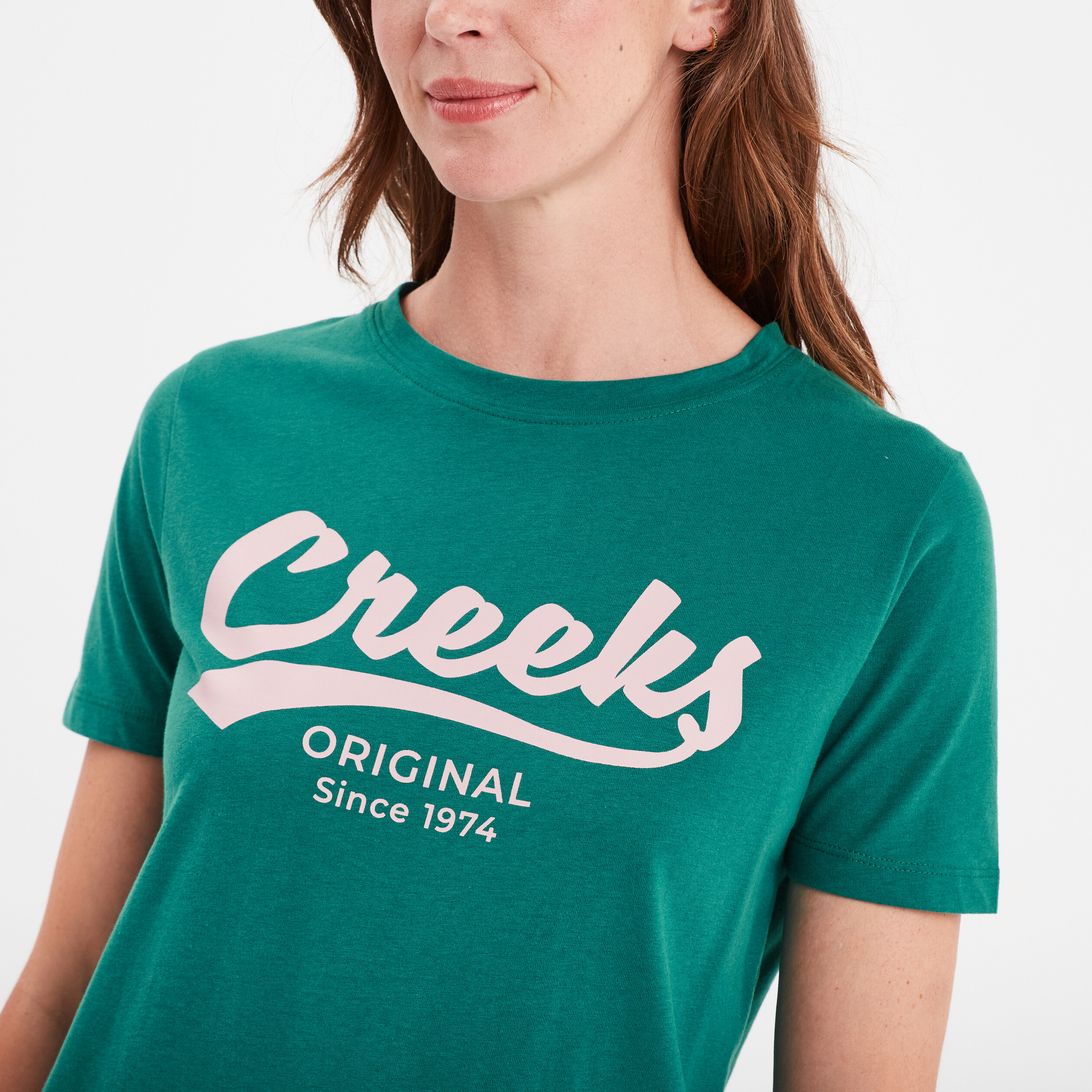 t shirt oversize col rond coton creeks vert fonce femme T-shirt oversize col rond coton Creeks vert foncé femme