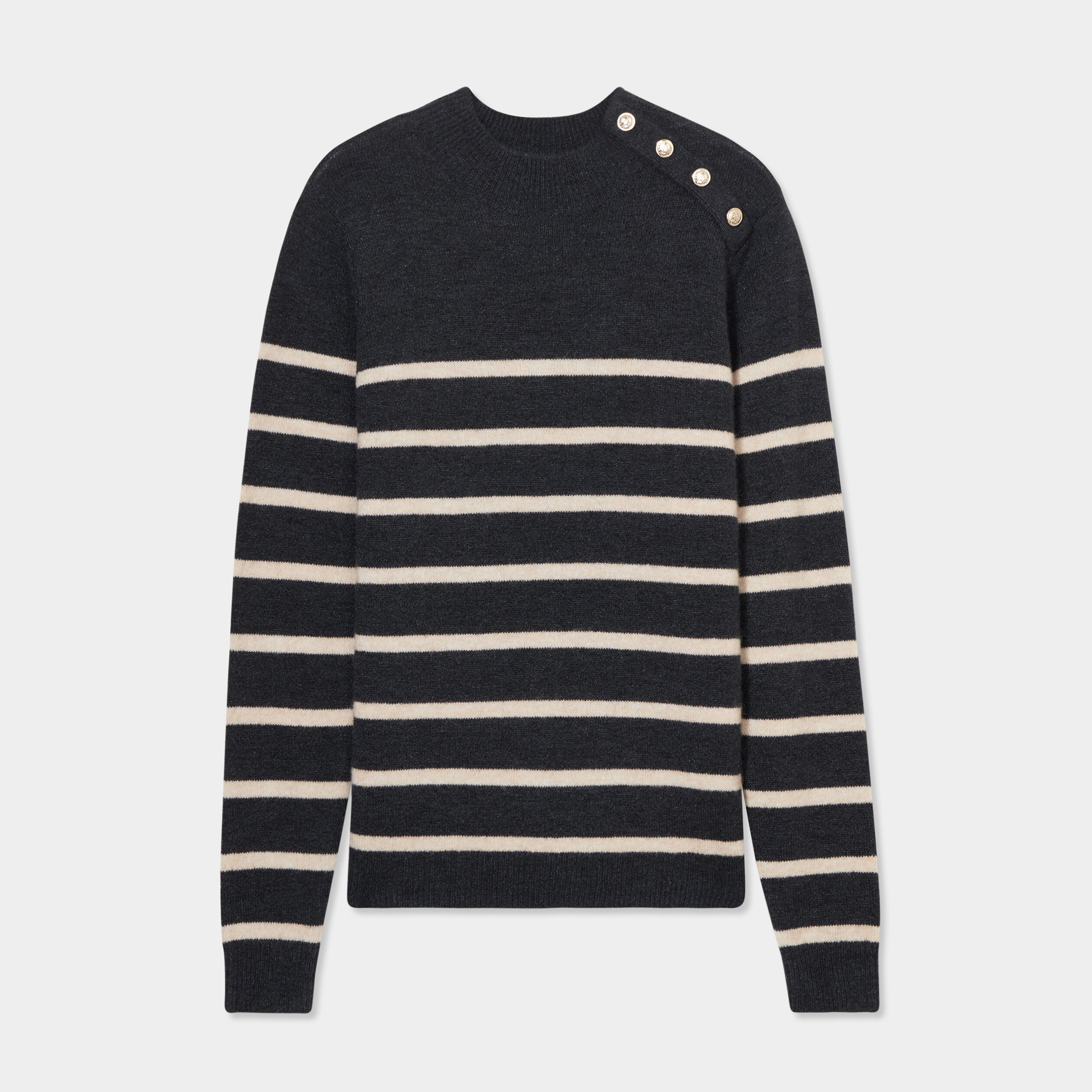 pull manches longues avec boutons gris fonce femme Pull manches longues avec boutons gris foncé femme