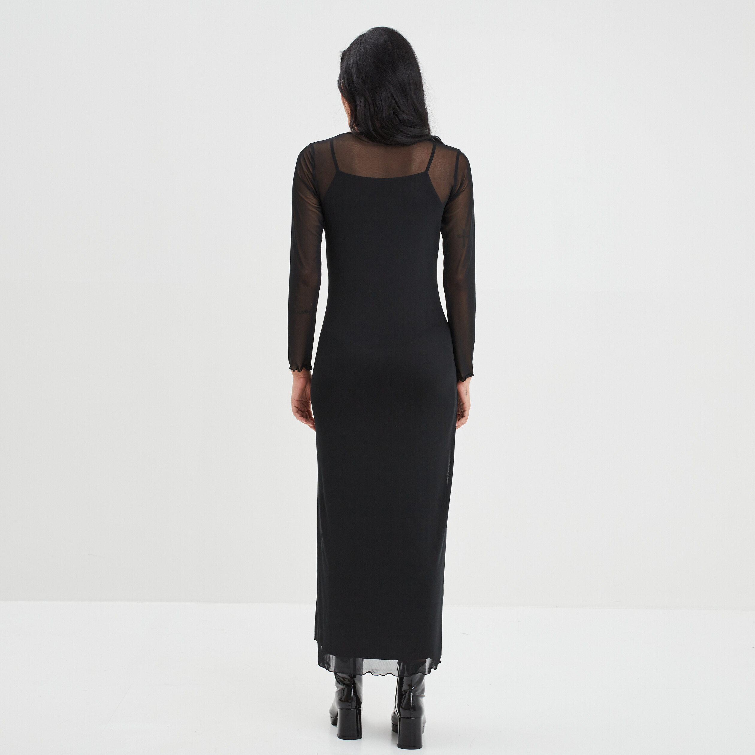 Robe longue mesh doublée Liberto noir femme