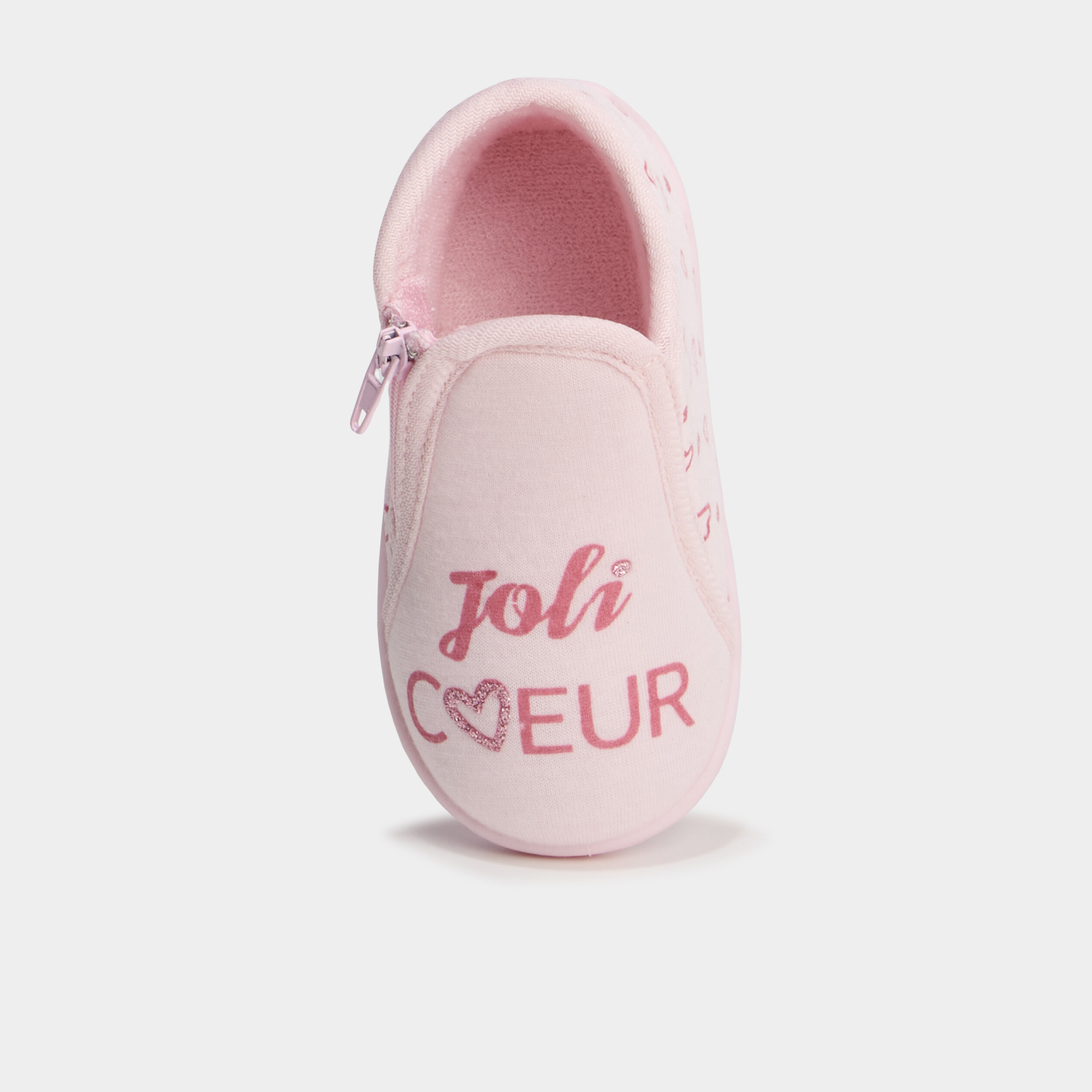 Chaussons bottillons zipp&eacute;s rose b&eacute;b&eacute; fille