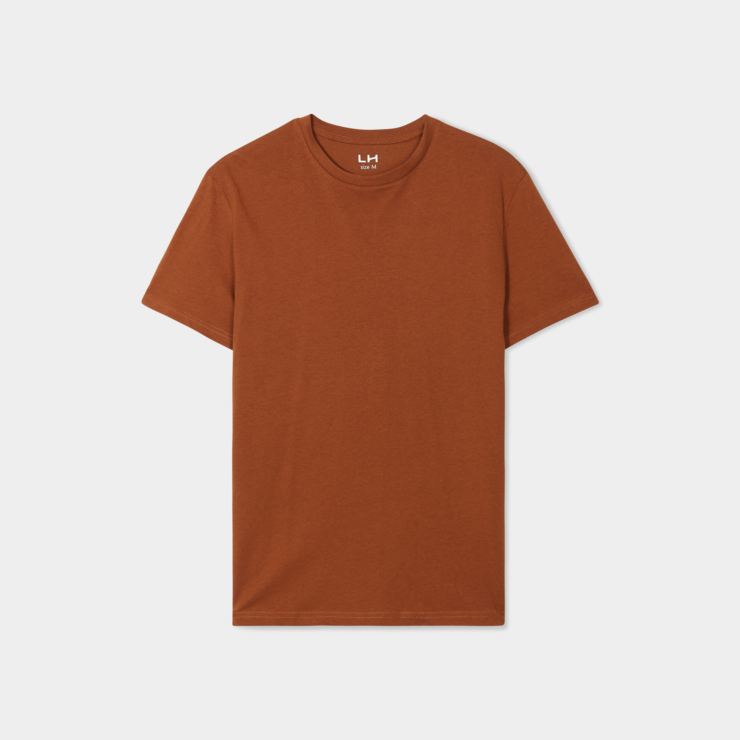 T-shirt droit en coton manches courtes marron homme