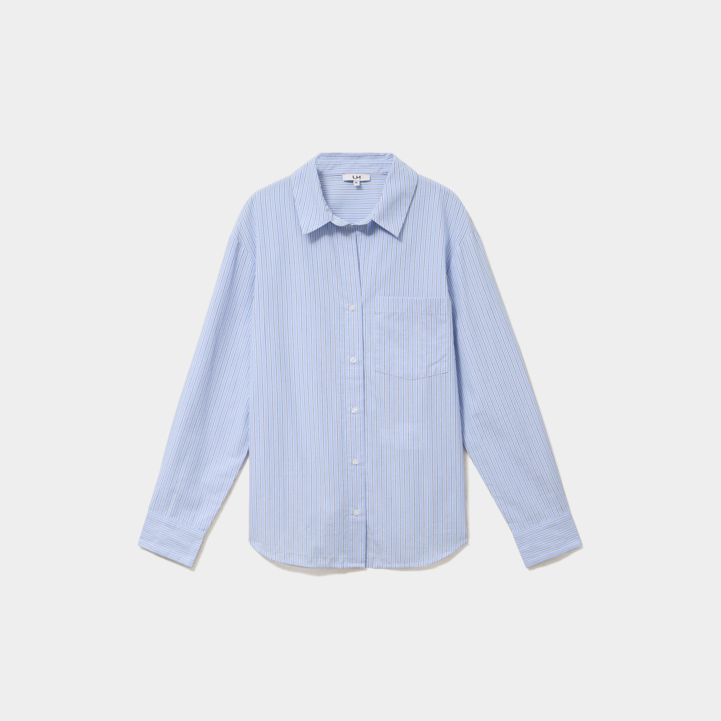 Chemise oversize 1 poche coton bleu ciel femme