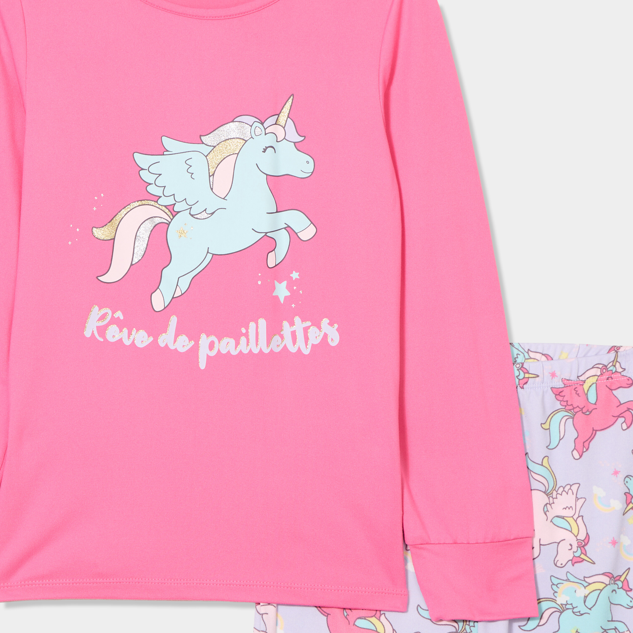 Ensemble pyjama pantalon pièces rose fushia fille