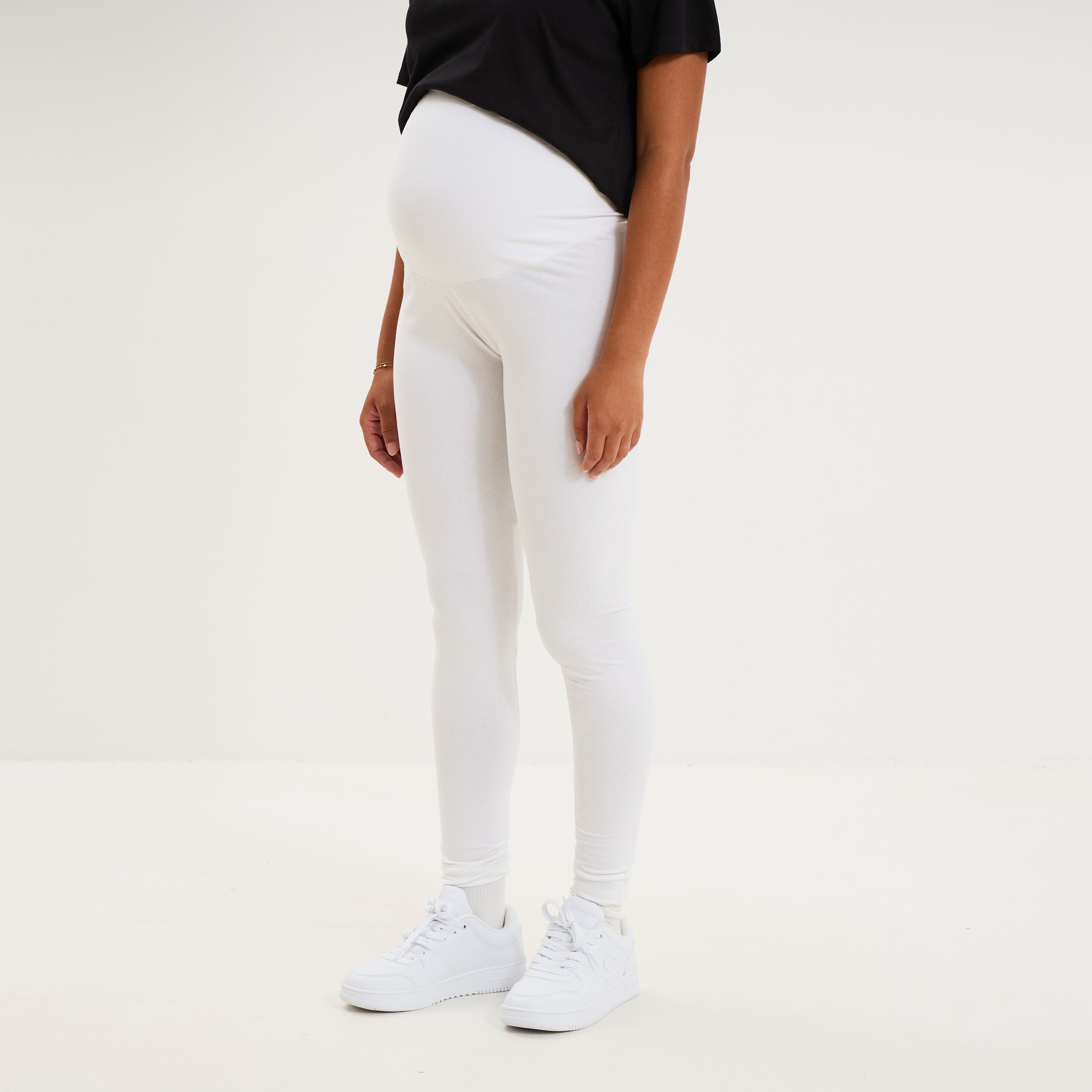 Legging grossesse en coton blanc femme maternit&eacute;