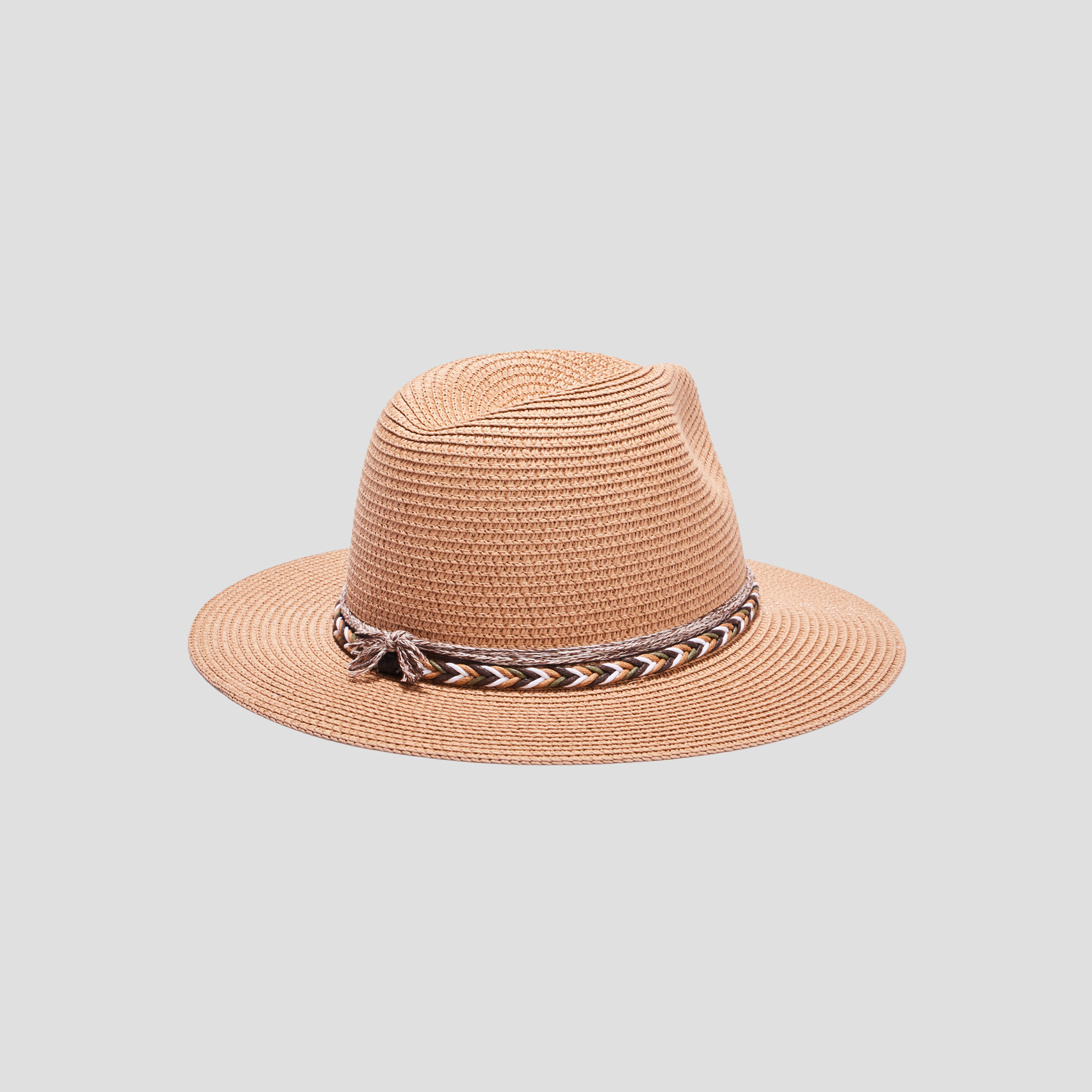 Chapeau Fedora tressé sable femme