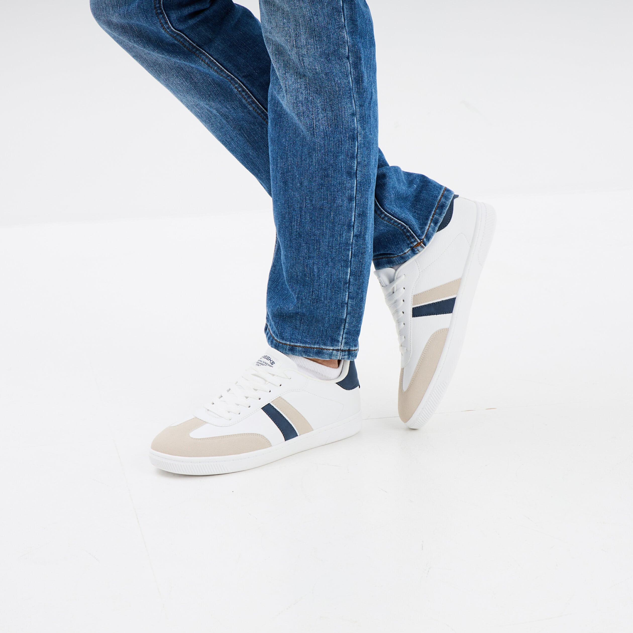 Tennis basses &agrave; lacets blanc homme