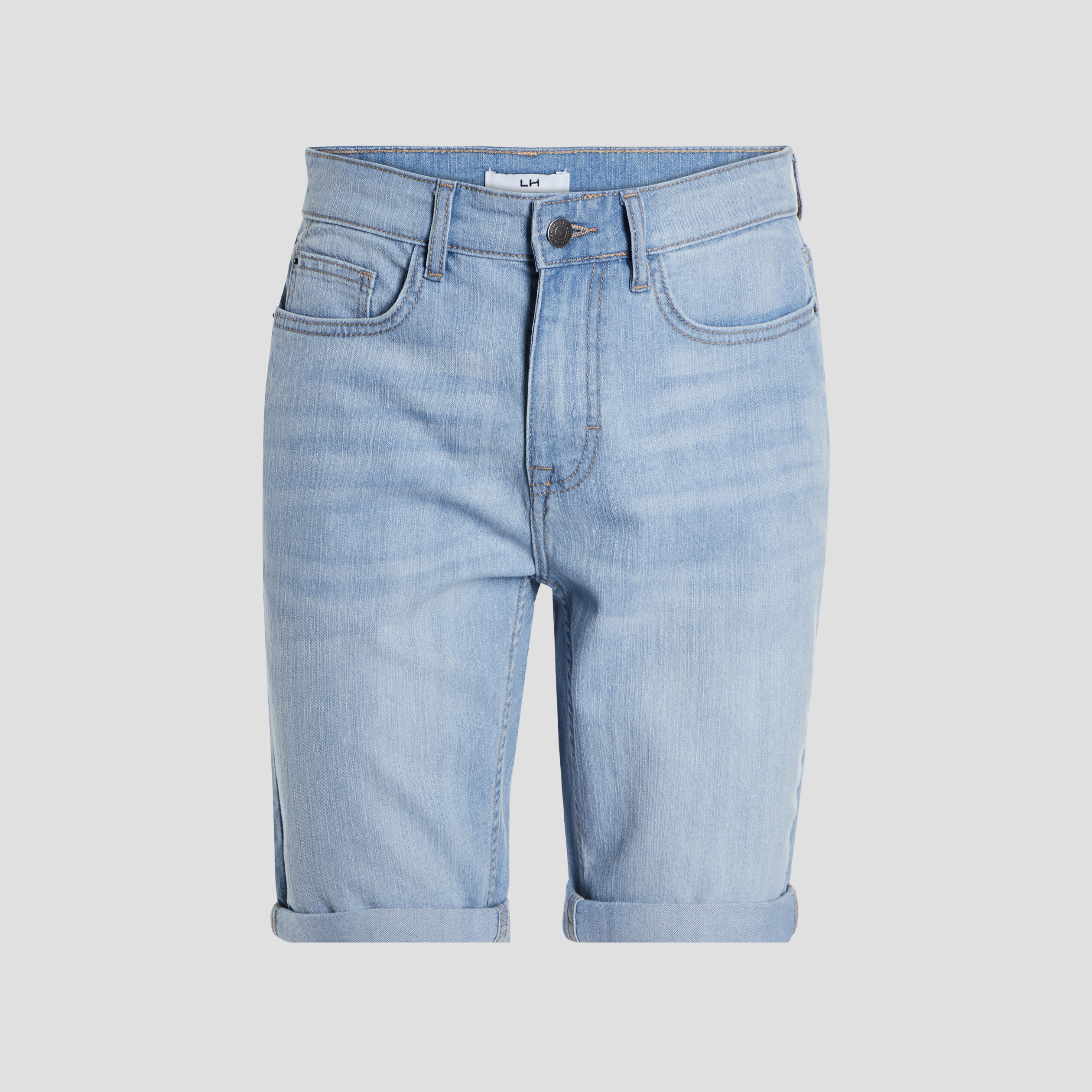 Bermuda stretch droit en jean denim bleach homme