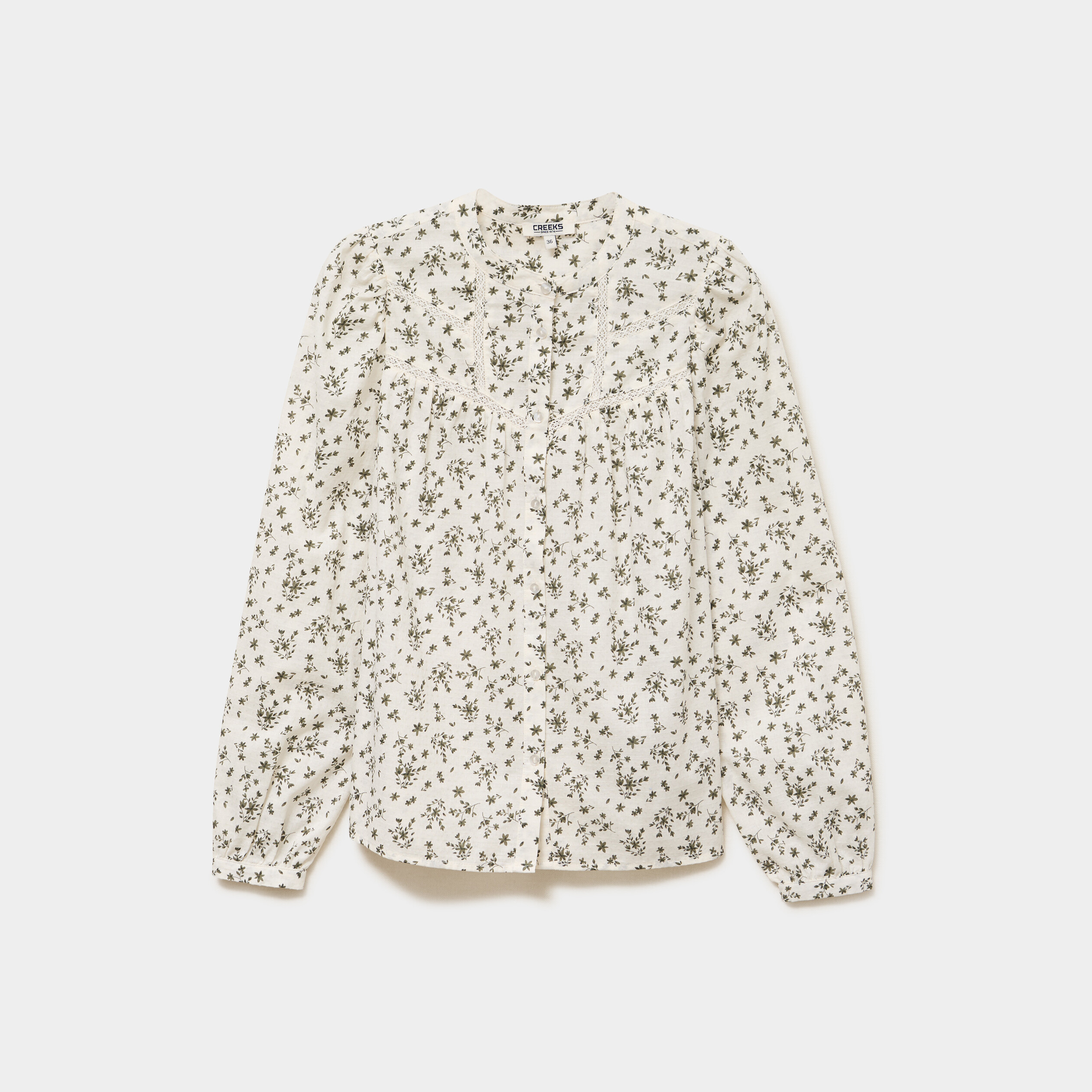 Blouse droite manches longues coton ecru femme