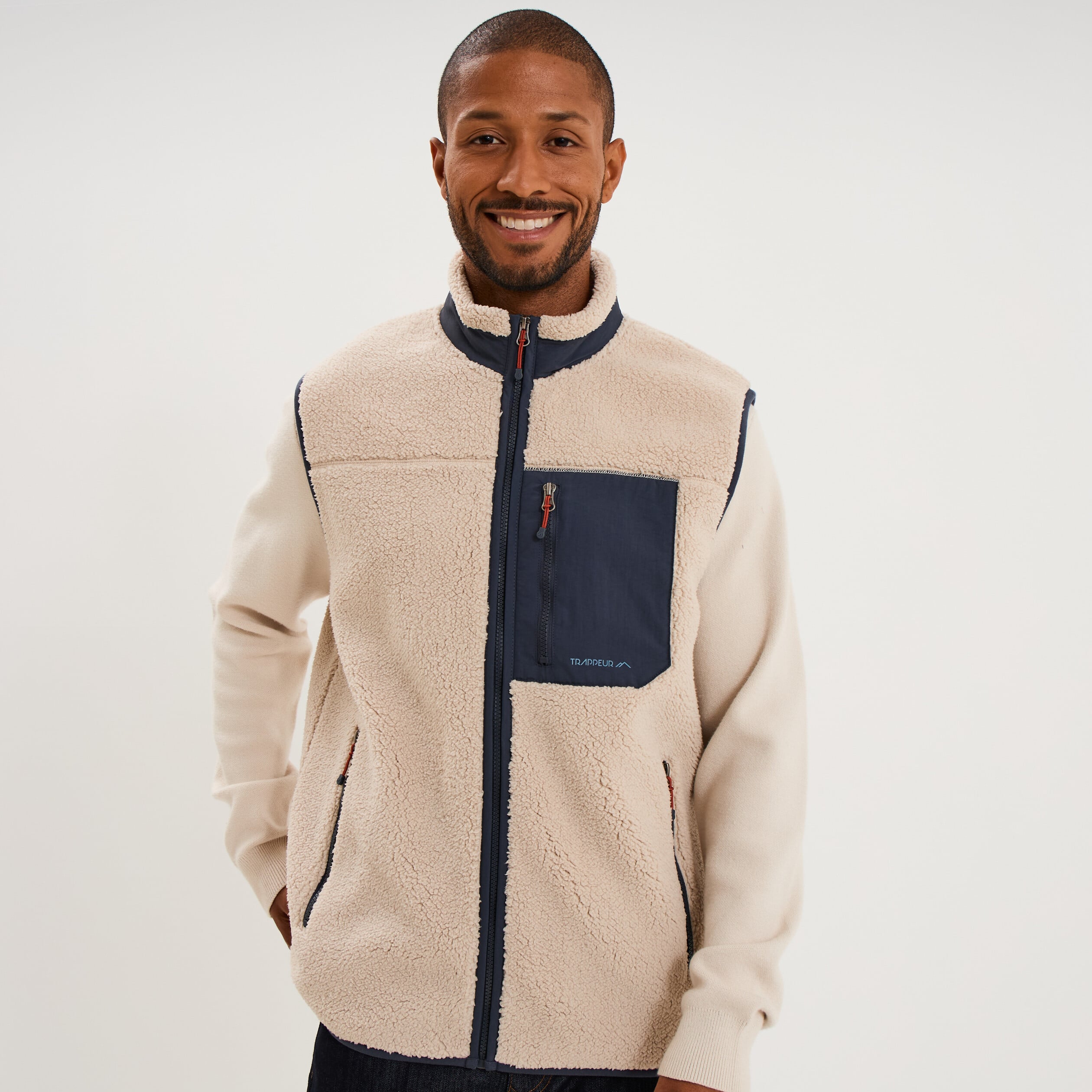 Gilet effet polaire sans manches beige homme