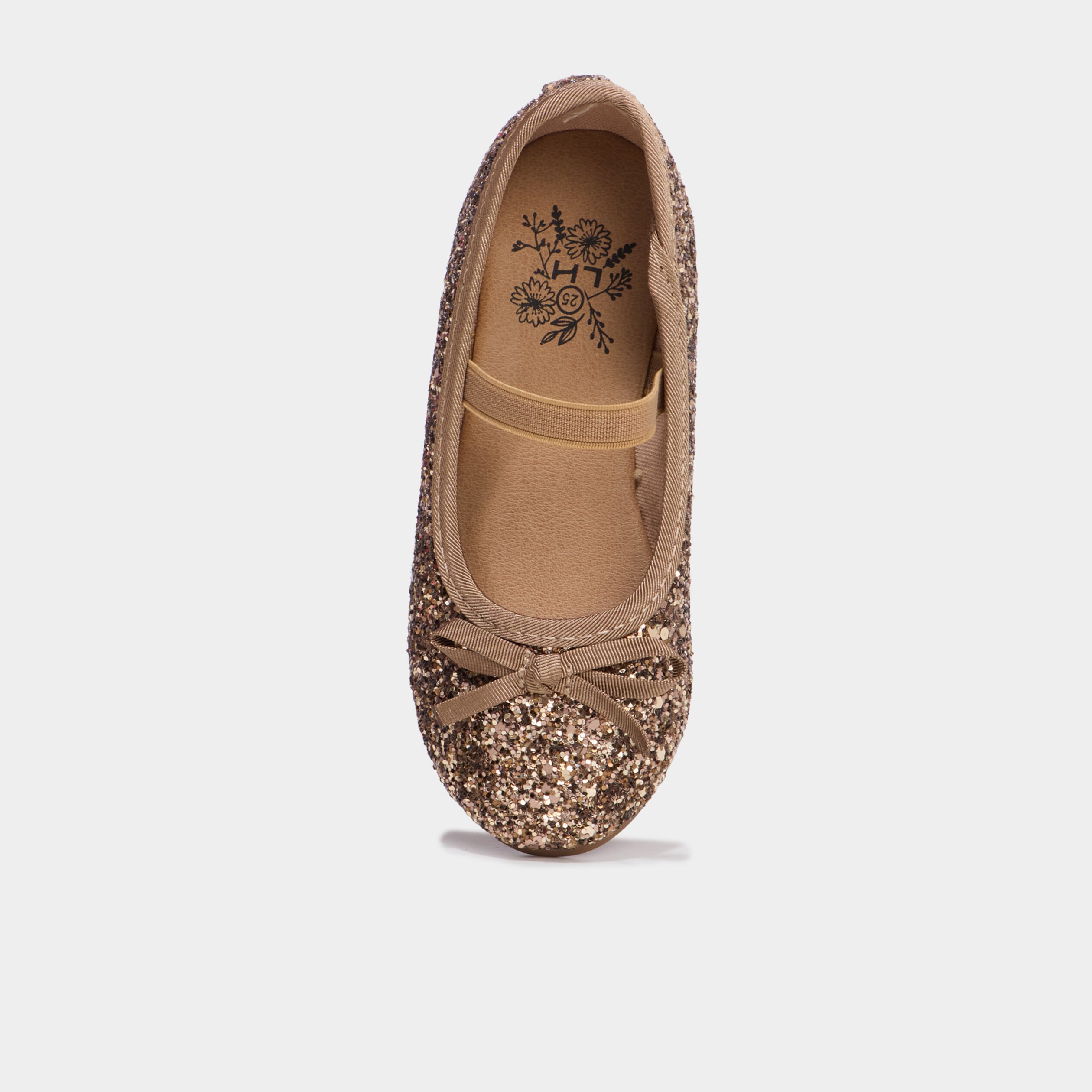 Ballerines &agrave; paillettes avec bride marron fille
