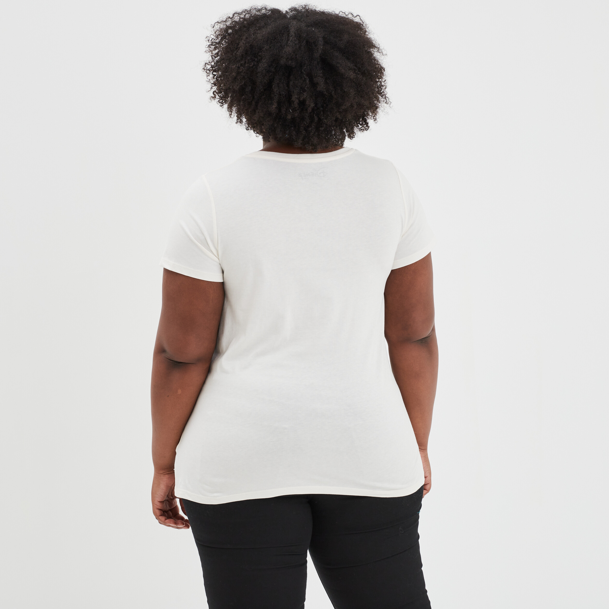 T-shirt manches courtes coton Stitch rose pastel femme grande taille