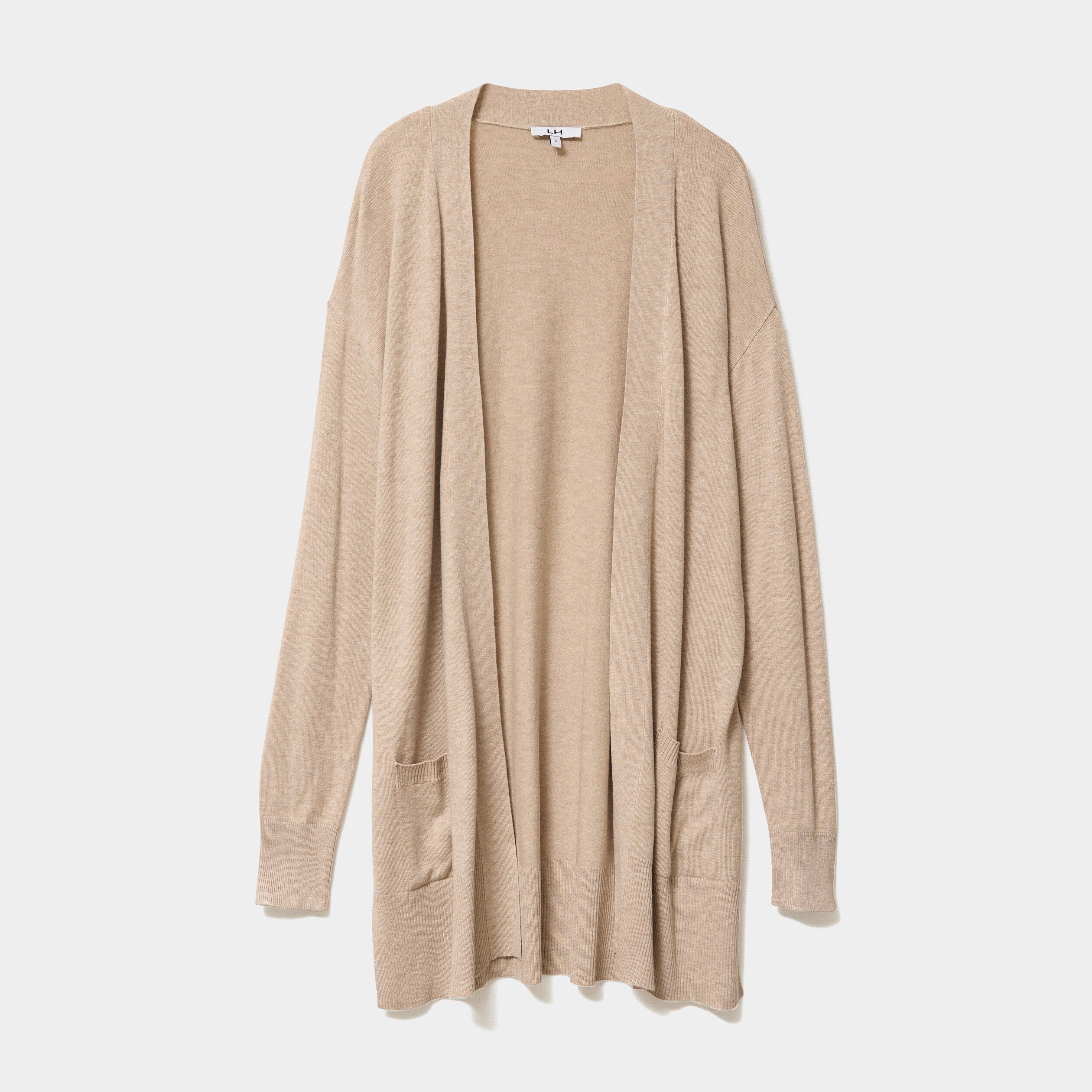 gilet mi long manches longues beige femme Gilet mi-long manches longues beige femme