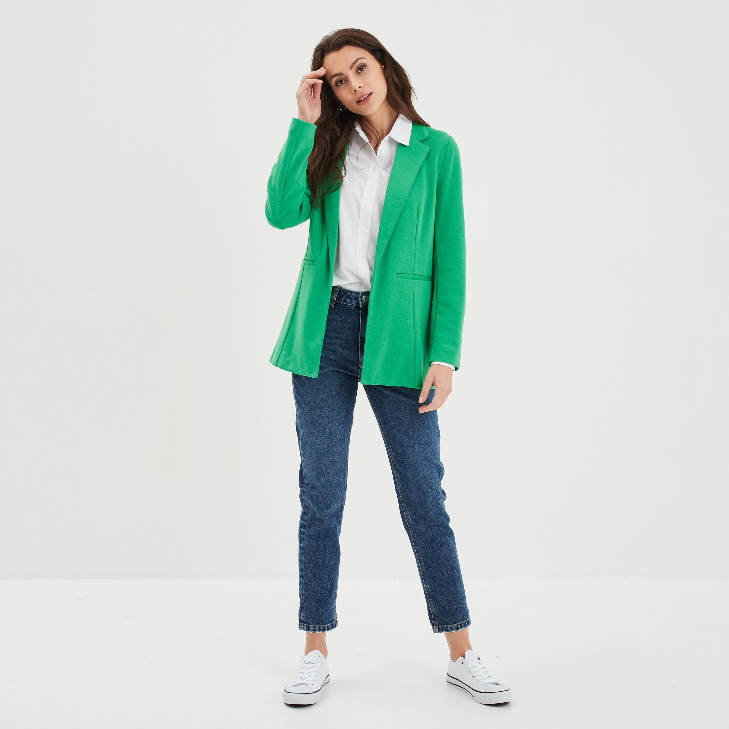 Jeans mom 7/8ème taille haute coton denim stone femme