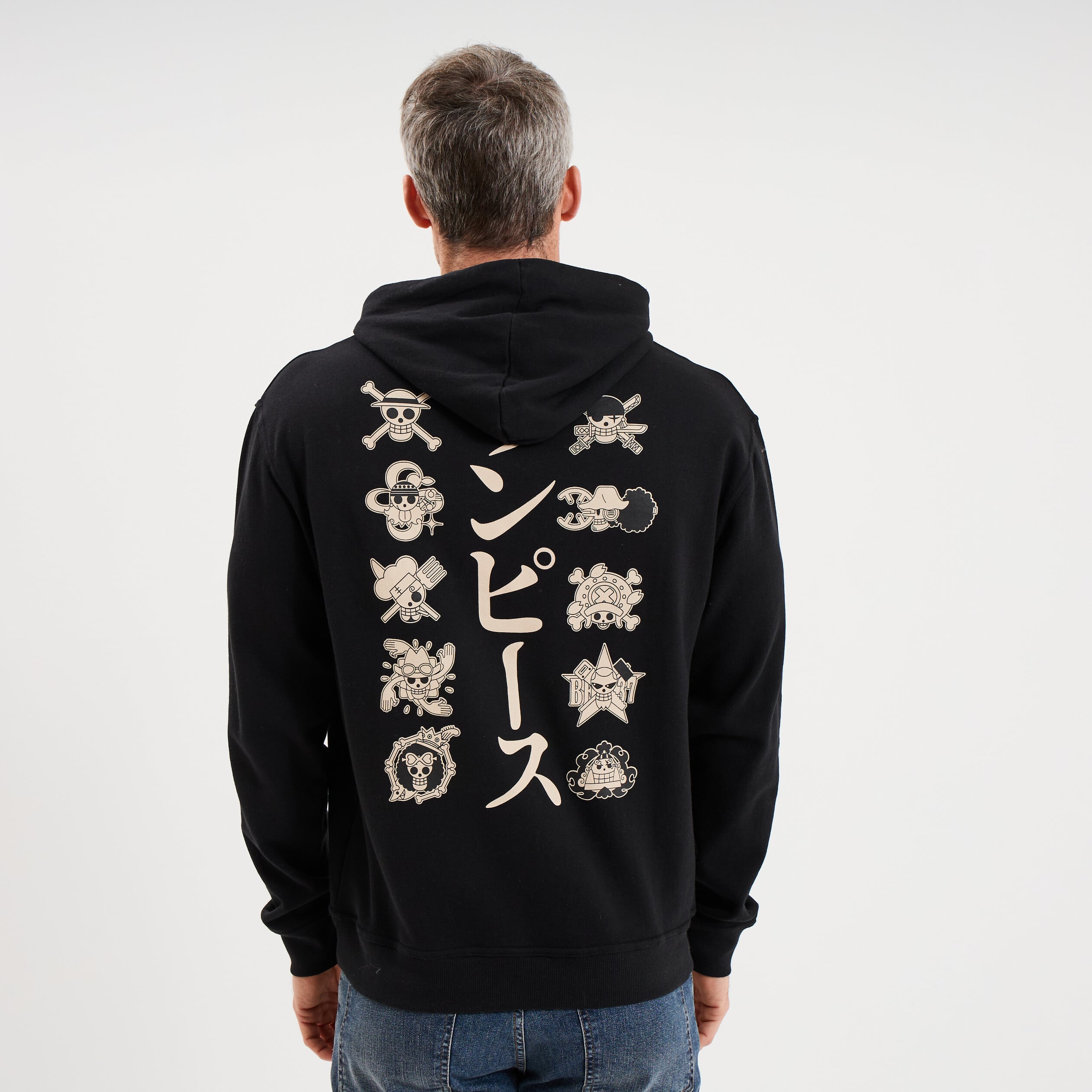 Sweat hoodie molleton One Piece noir homme