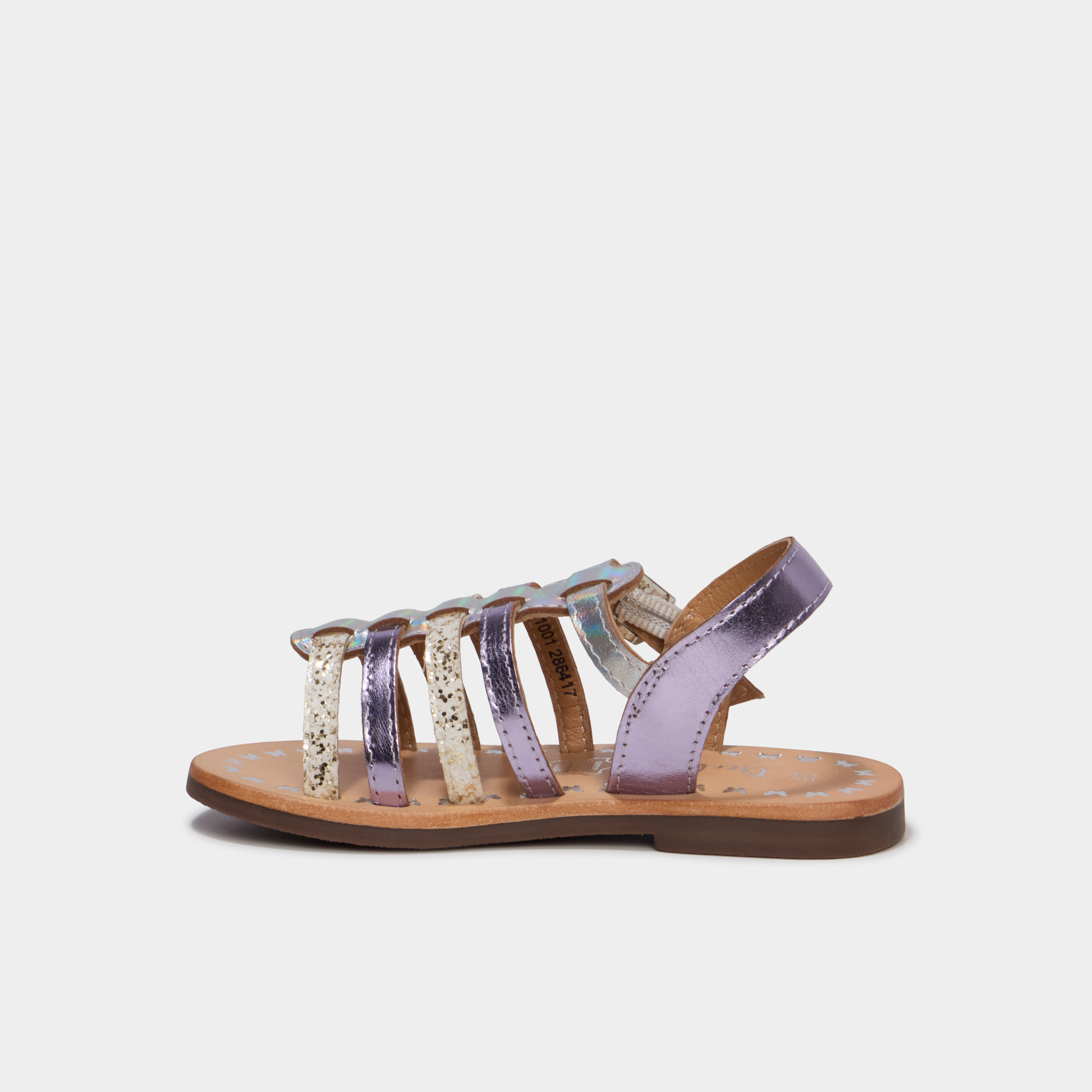 Sandales multibrides bout rond en cuir blanc fille