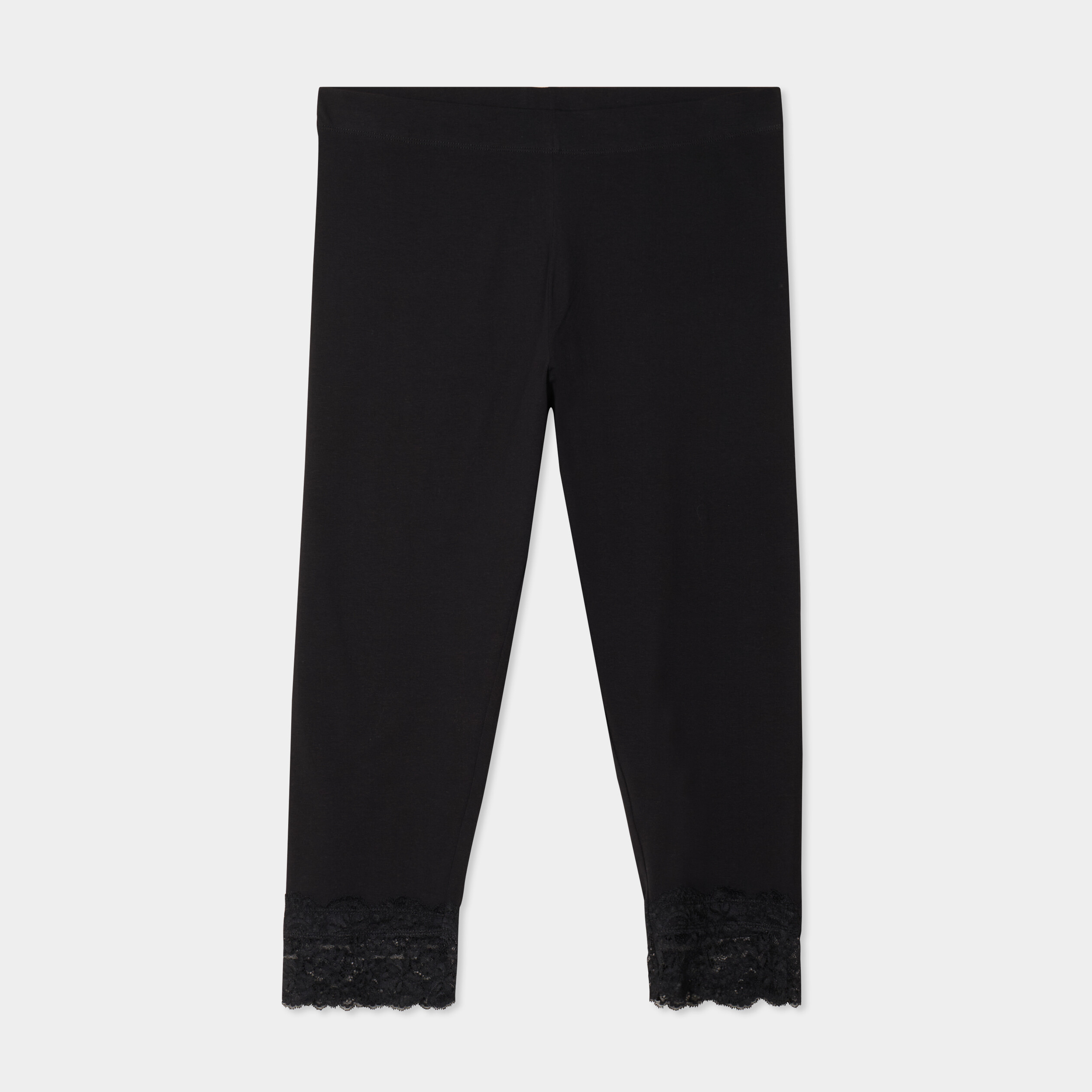 Legging 7/8&egrave;me bandes dentelle noir femme grande taille