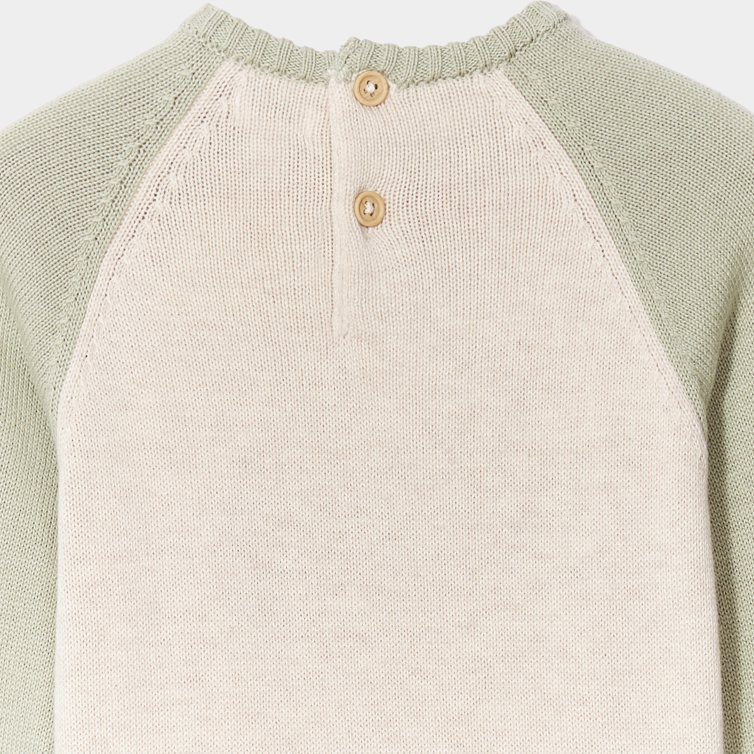 pull col rond manches longues coton vert kaki bebeg Pull col rond manches longues coton vert kaki bébé garçon