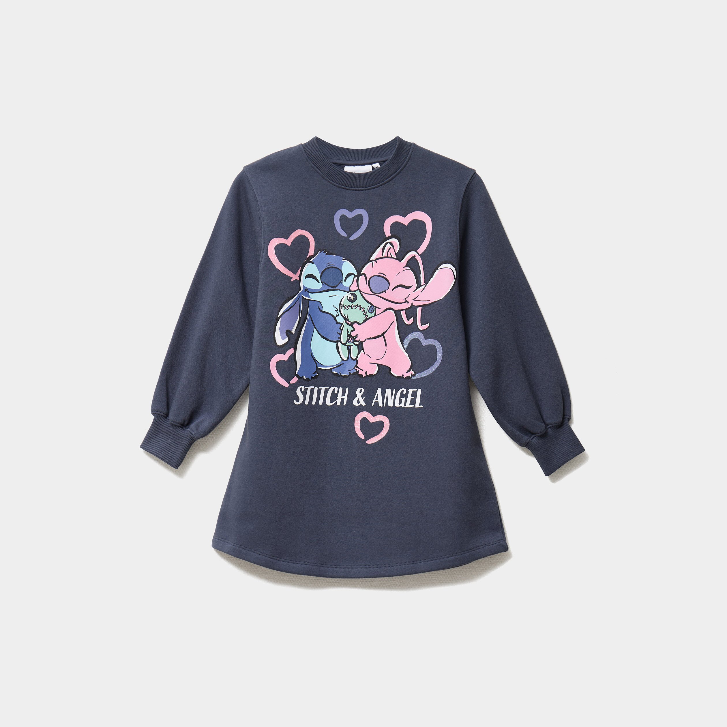 Robe évasée molletonnée Stitch gris foncé fille